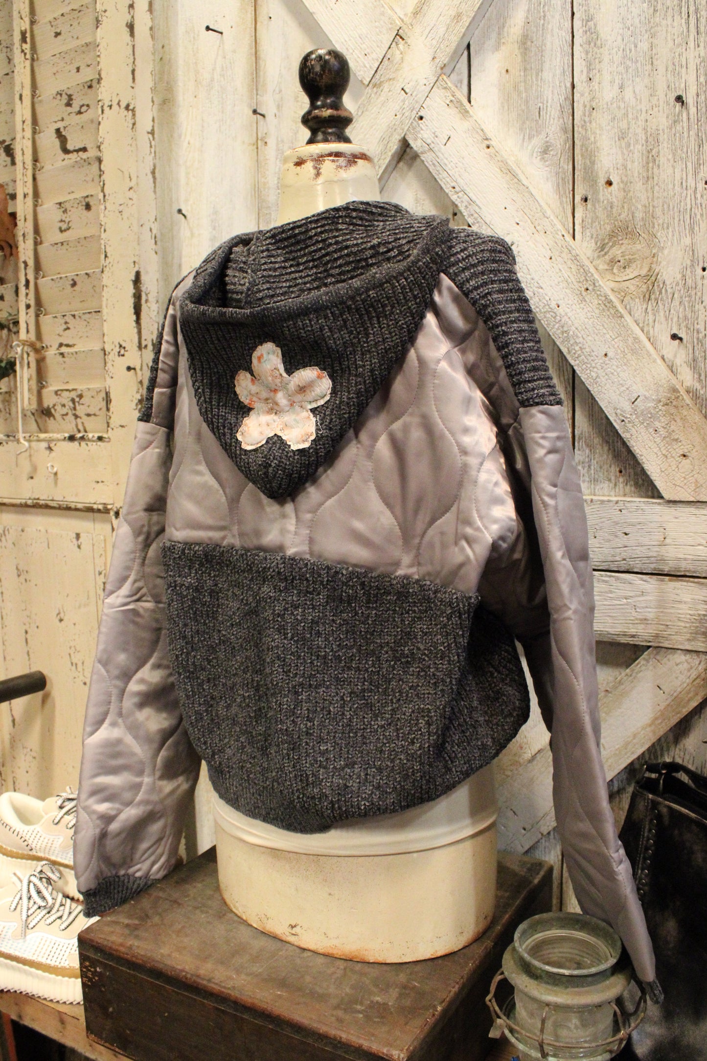 Charcoal Jacket with Floral
