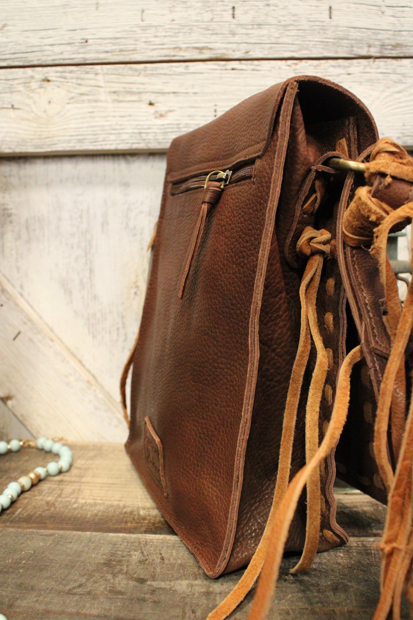 Longhorn Leather Crossbody Bag