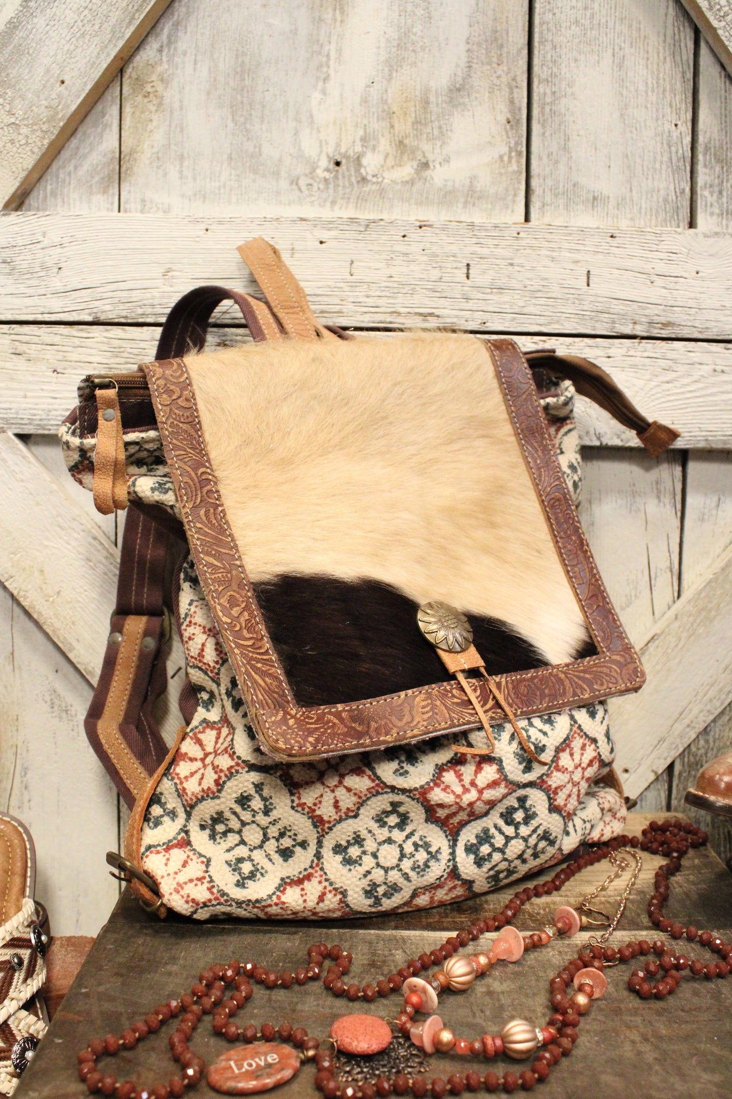 Cowgirl Cutie Backpack Upcycled Canvas Bag