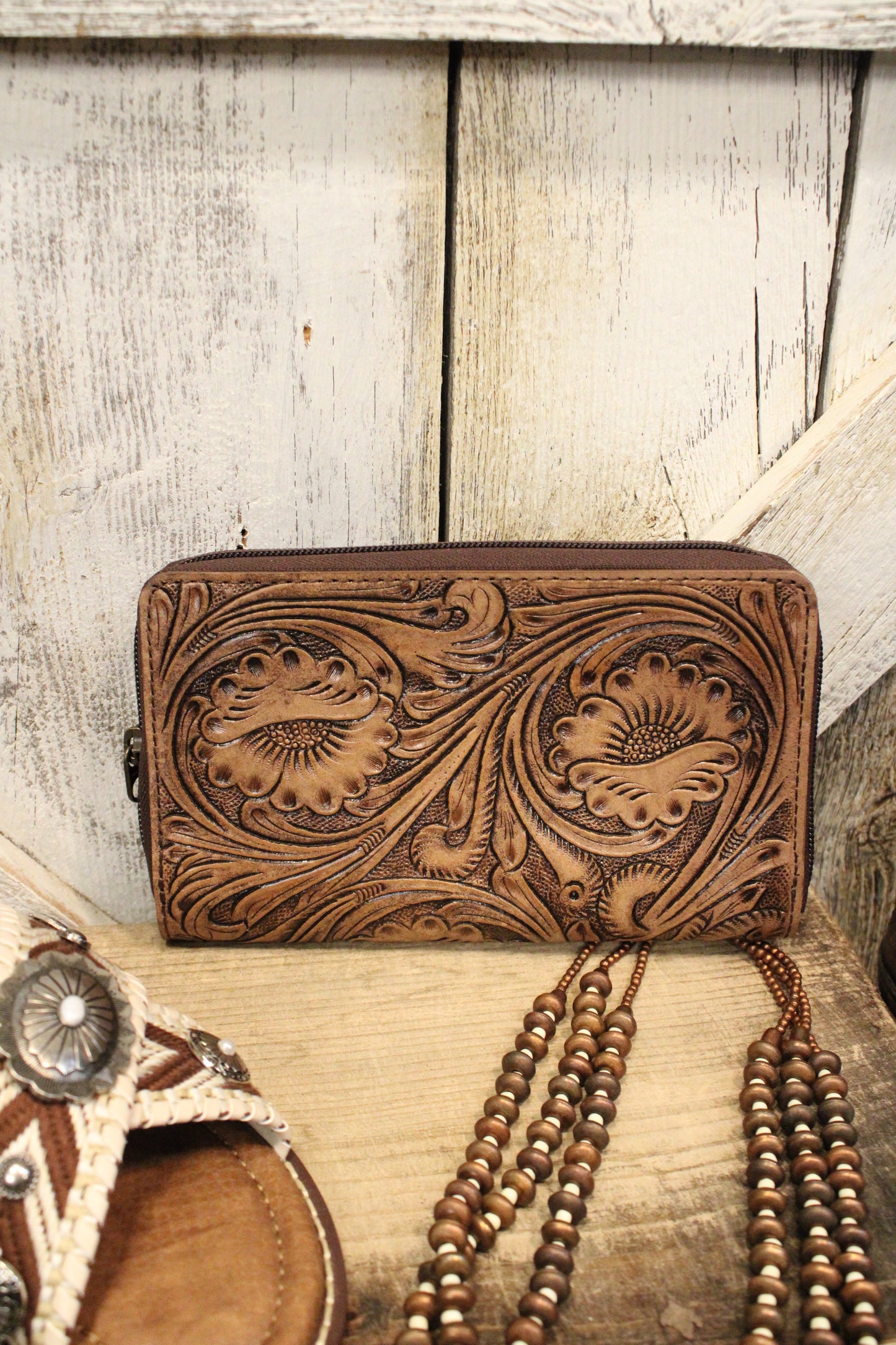 Swirls and Flowers Leather Wallet
