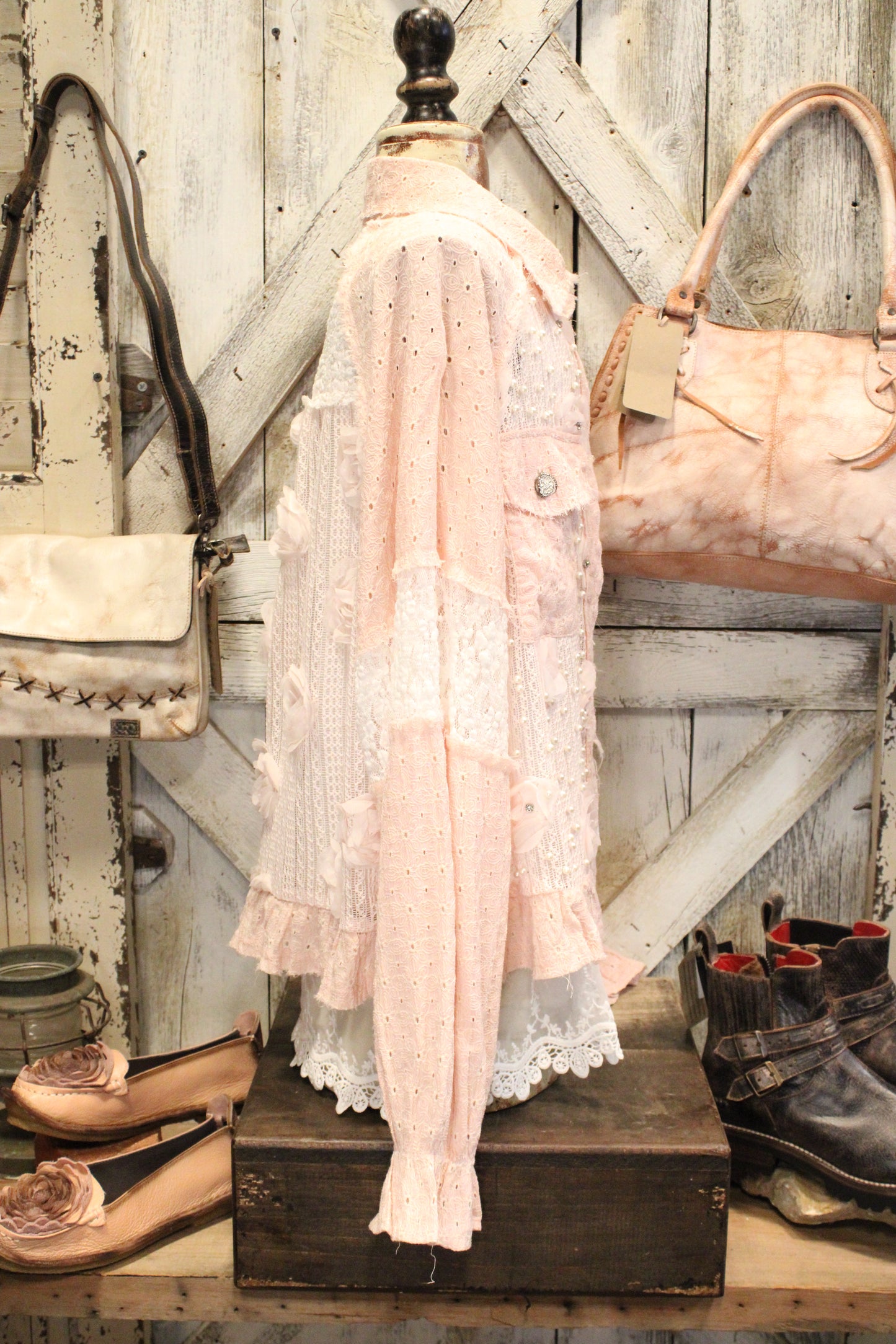Diamonds and Pearls Strawberry Yogurt Eyelet Jacket