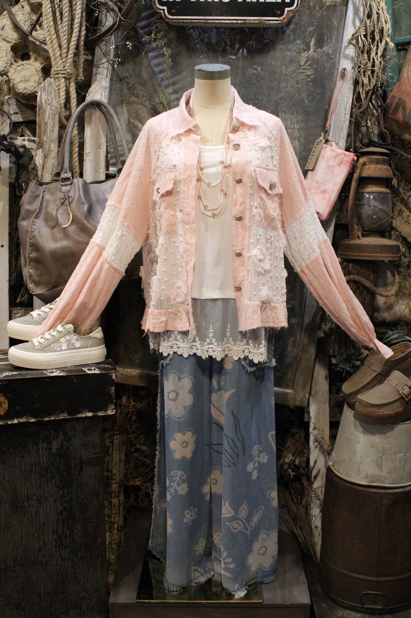 Diamonds and Pearls Strawberry Yogurt Eyelet Jacket