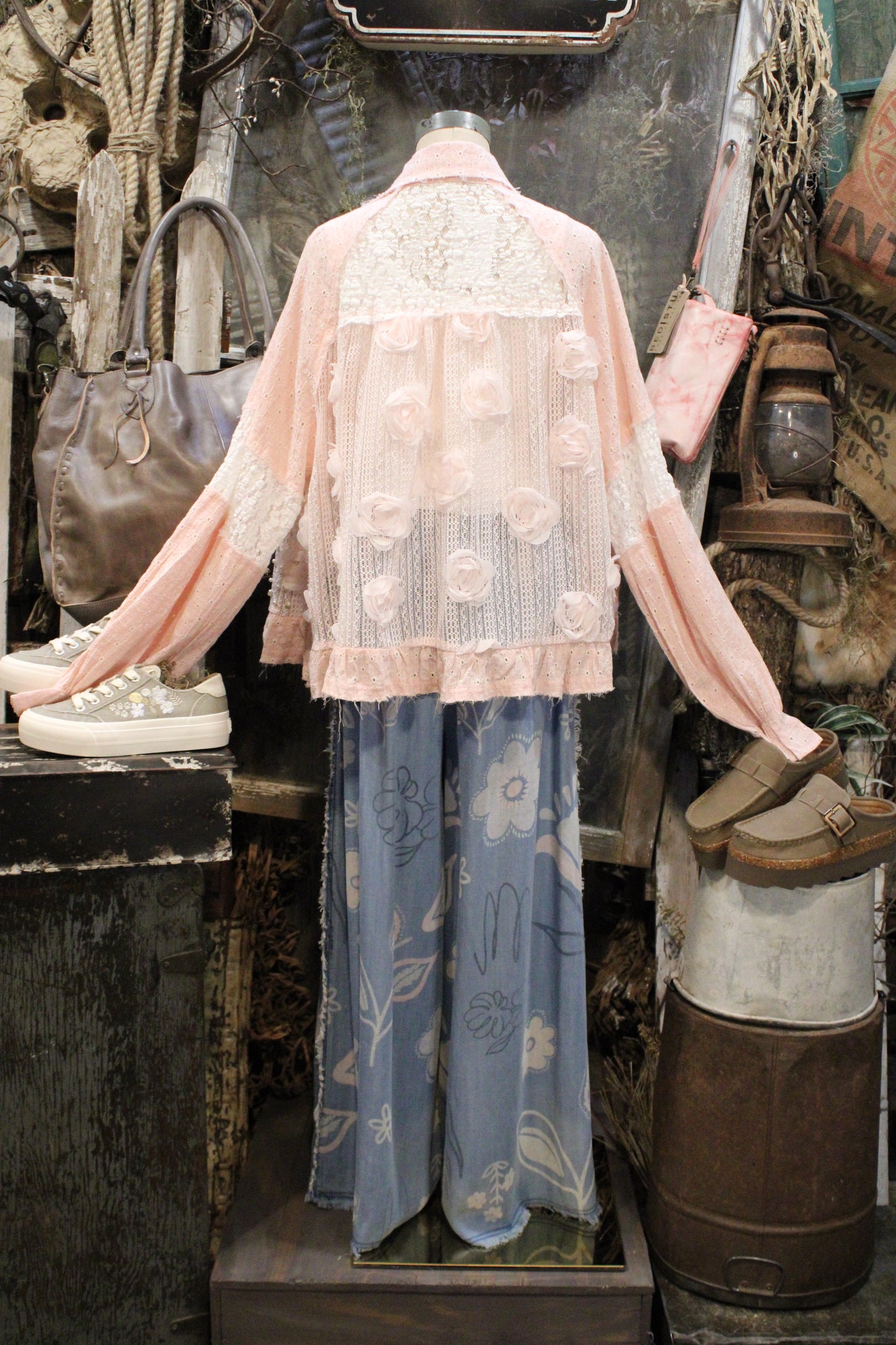 Diamonds and Pearls Strawberry Yogurt Eyelet Jacket