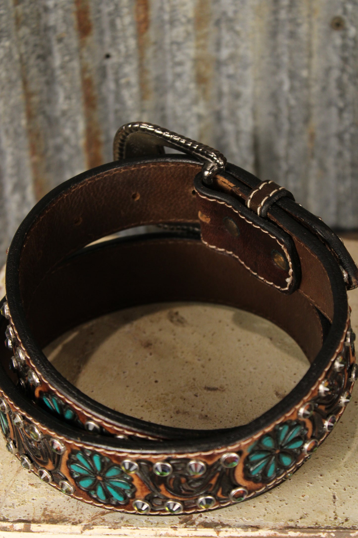Petals And Jewels Leather Belt