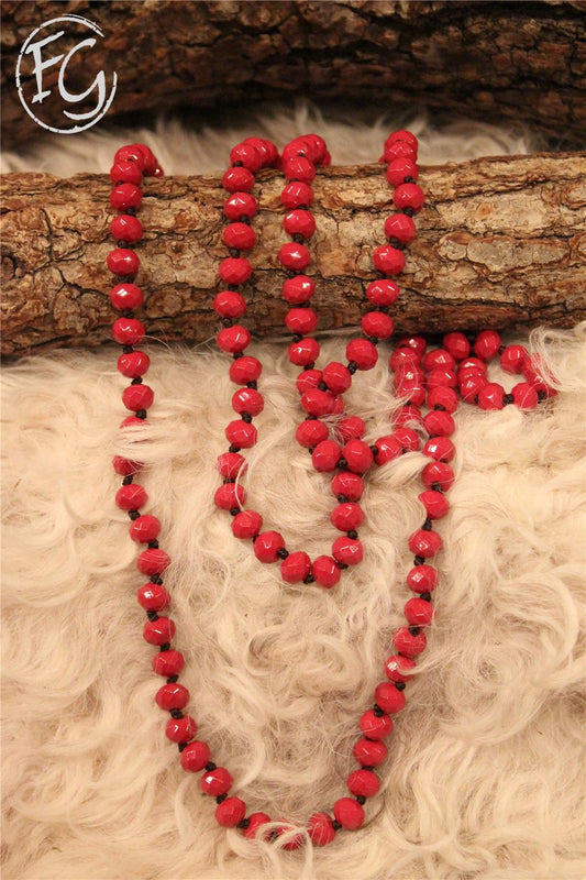 Crystal Beaded Long Necklace, Farm Girls Fancy Frills