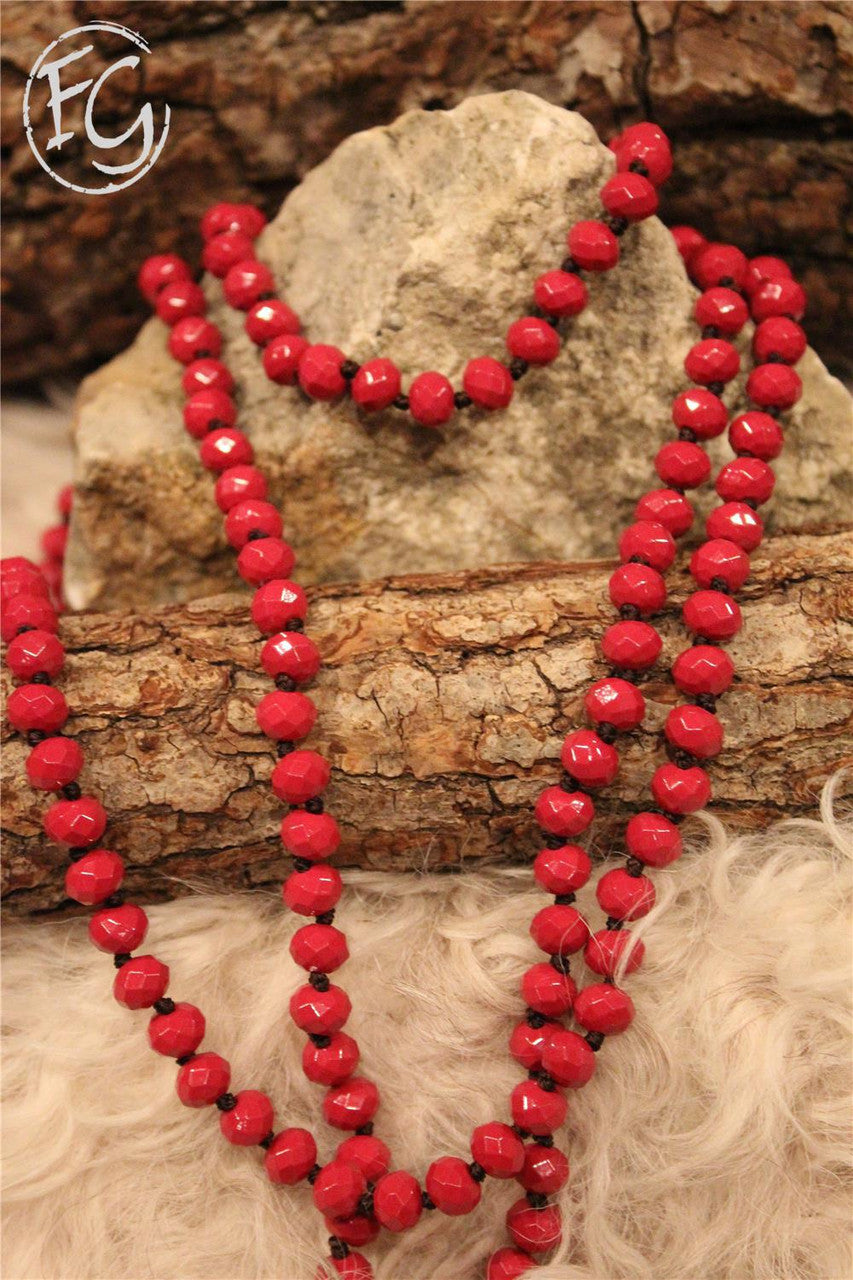 Crystal Beaded Long Necklace, Farm Girls Fancy Frills