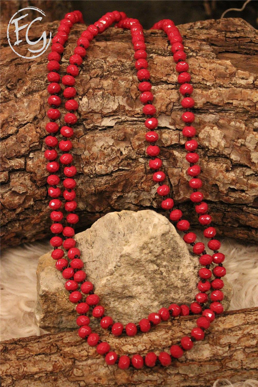 Crystal Beaded Long Necklace, Farm Girls Fancy Frills