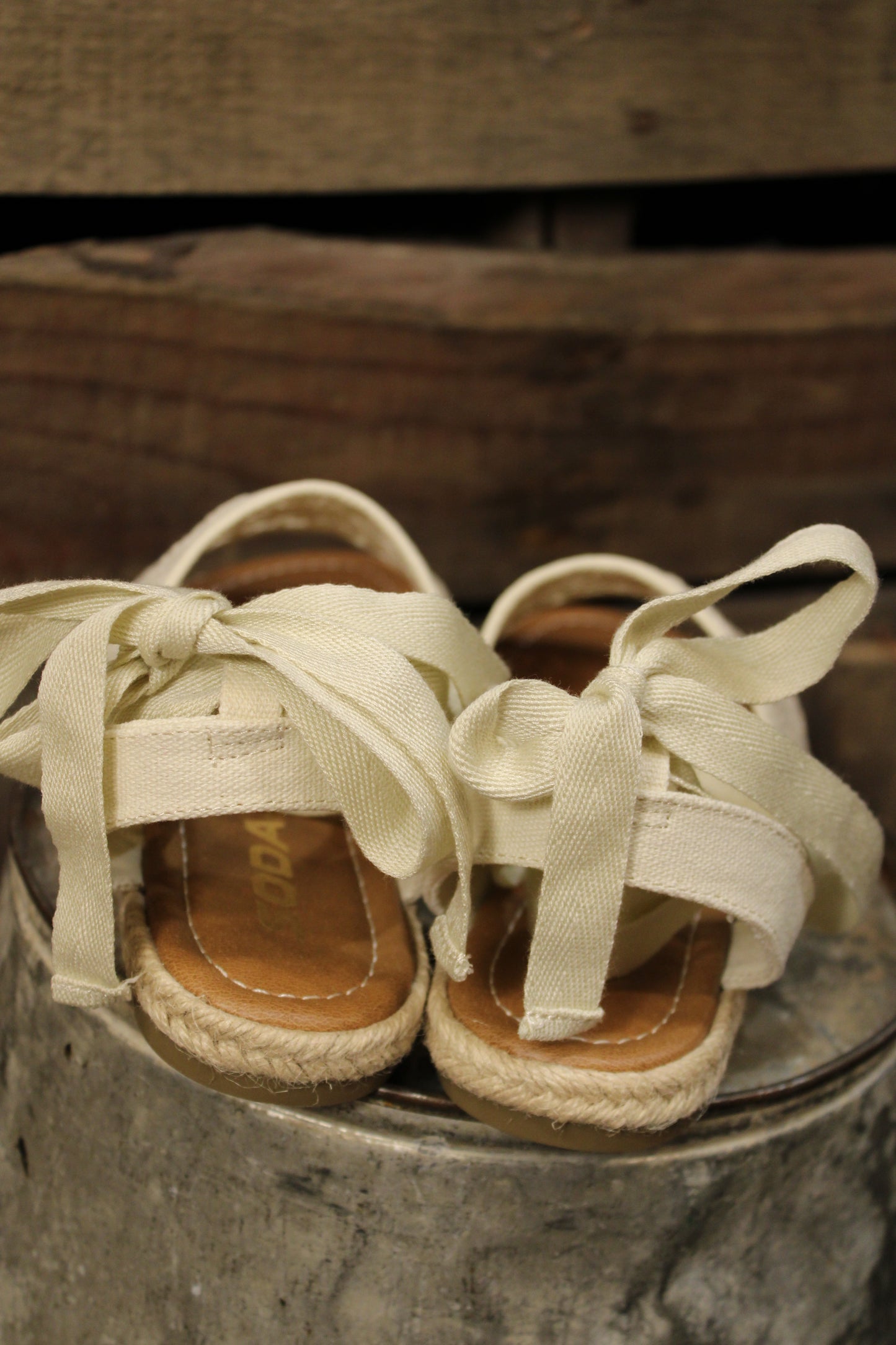 Renata Cotton Macrame Upper Lace Up Sandals