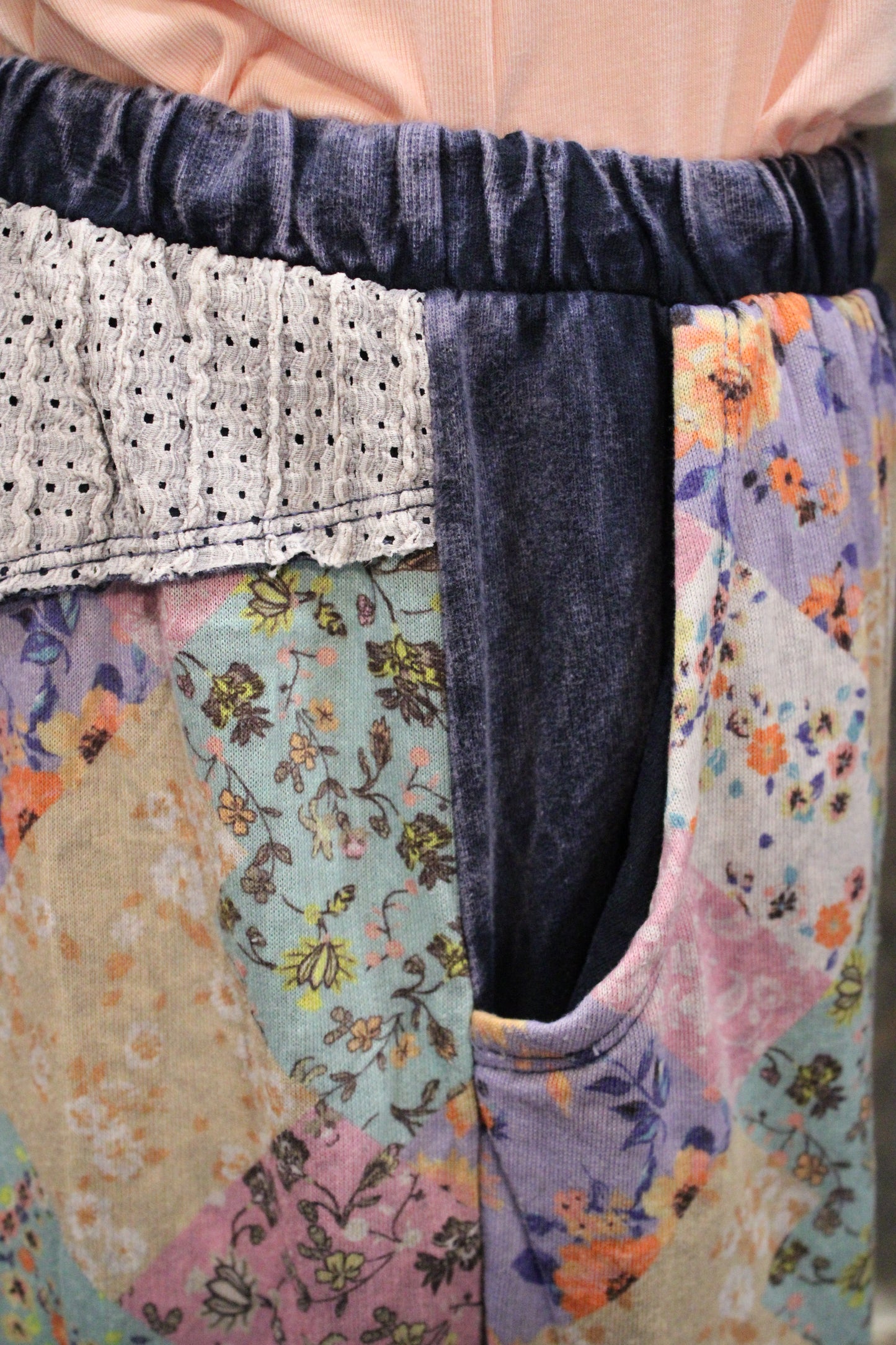 Navy Floral and Eyelet Pants