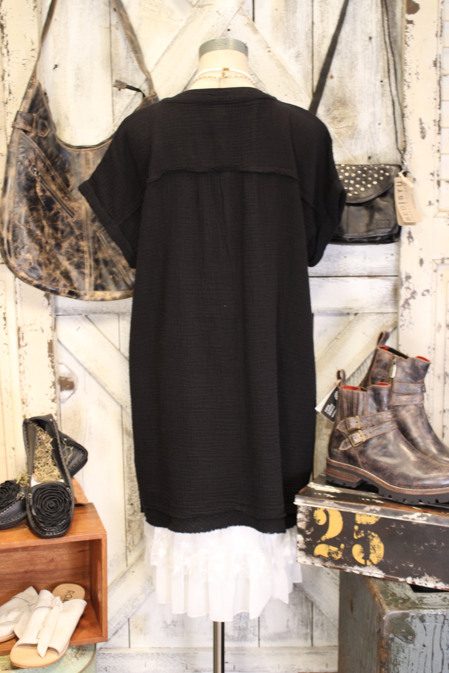 Simple And Sweet Black Gauze Dress