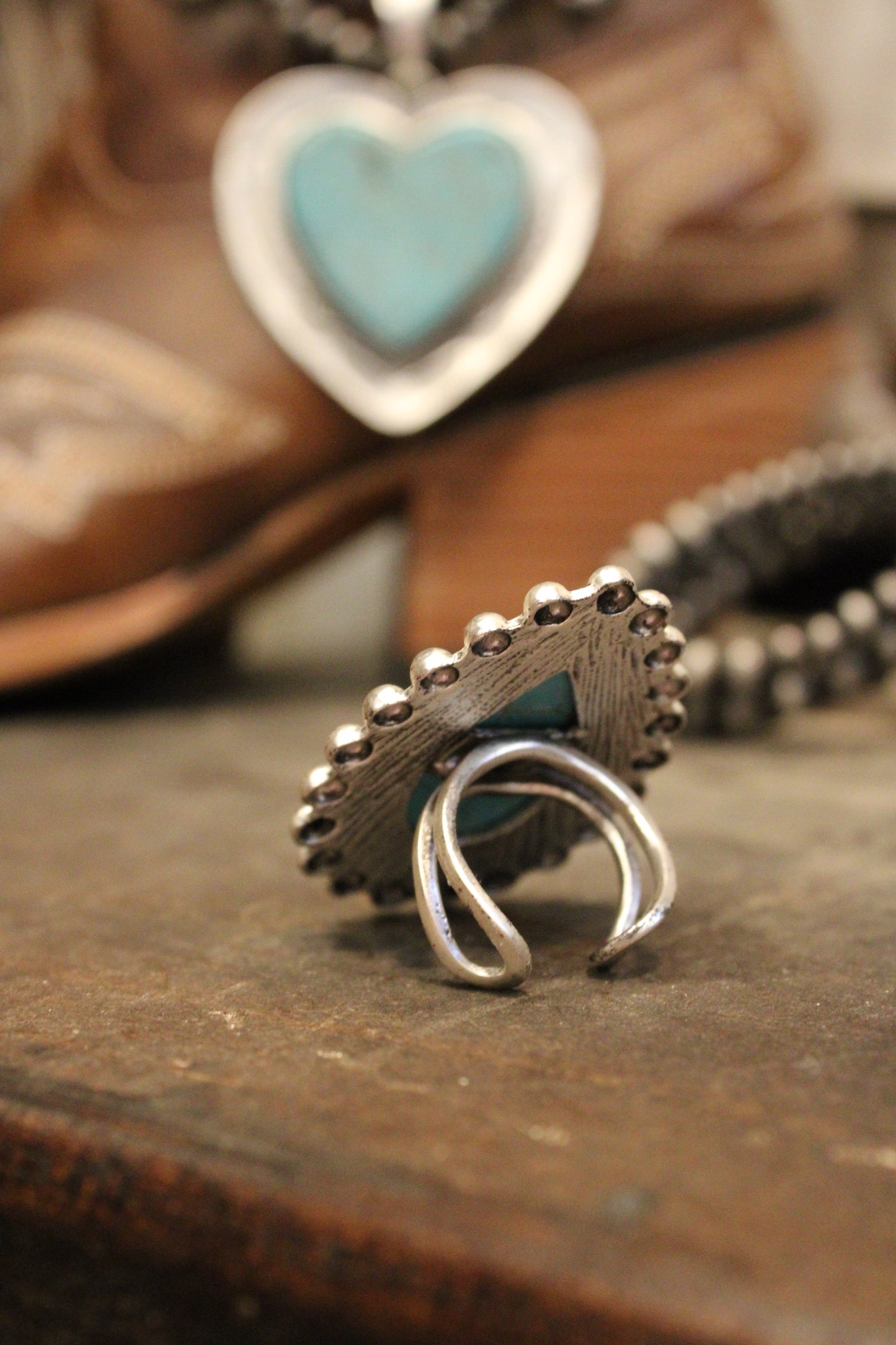 Large Tear Drop Turquoise Adjustable Ring