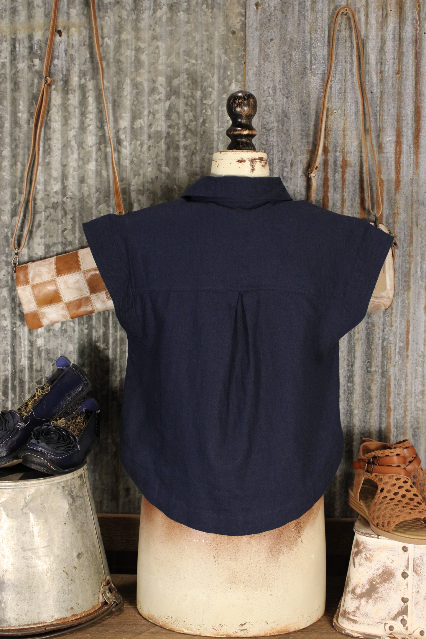 Deep Tide Linen Blouse