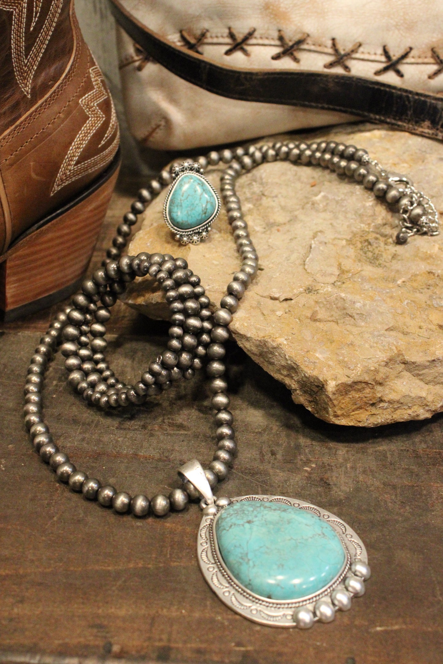 Large Star Kissed Turquoise Adjustable Ring