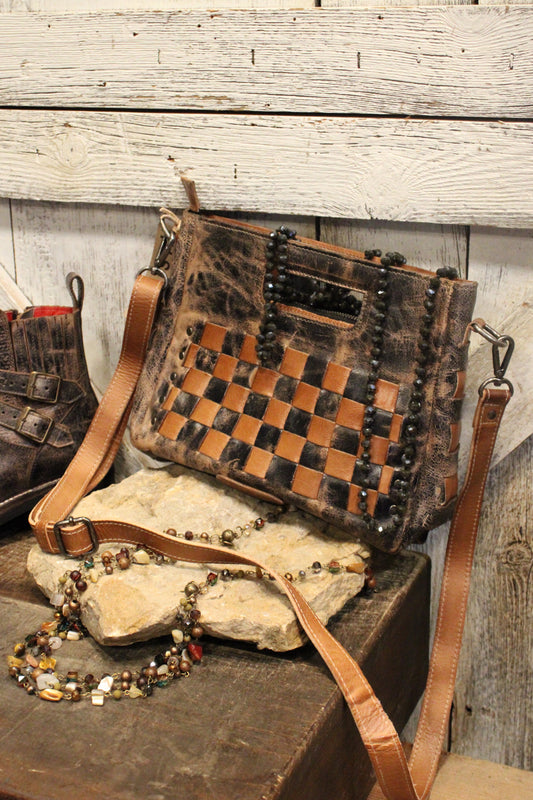 Bed|Stu Keiki Black Lux Tan Rustic Handbag