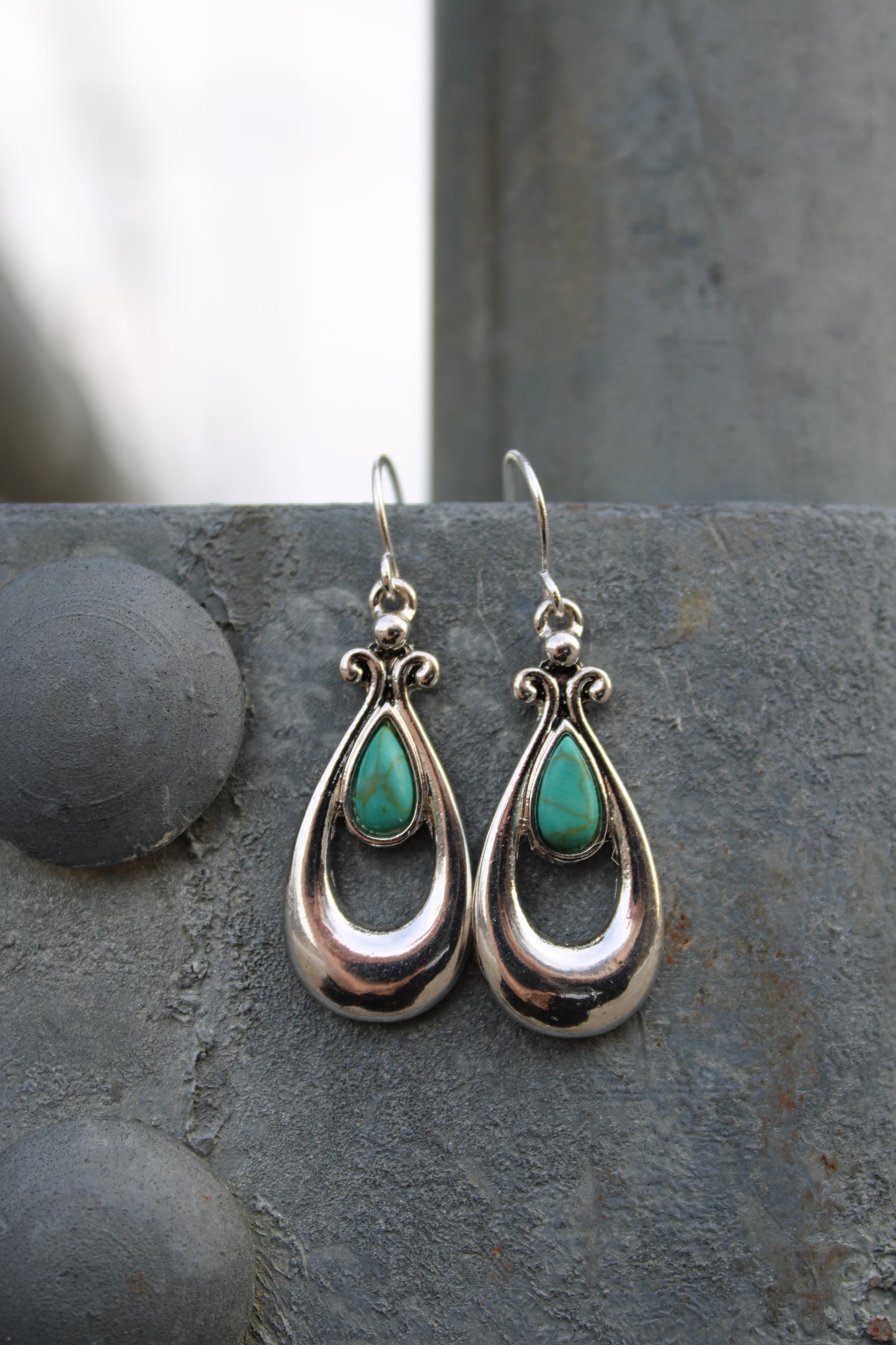 Silver Serenade Turquoise Drops Earrings