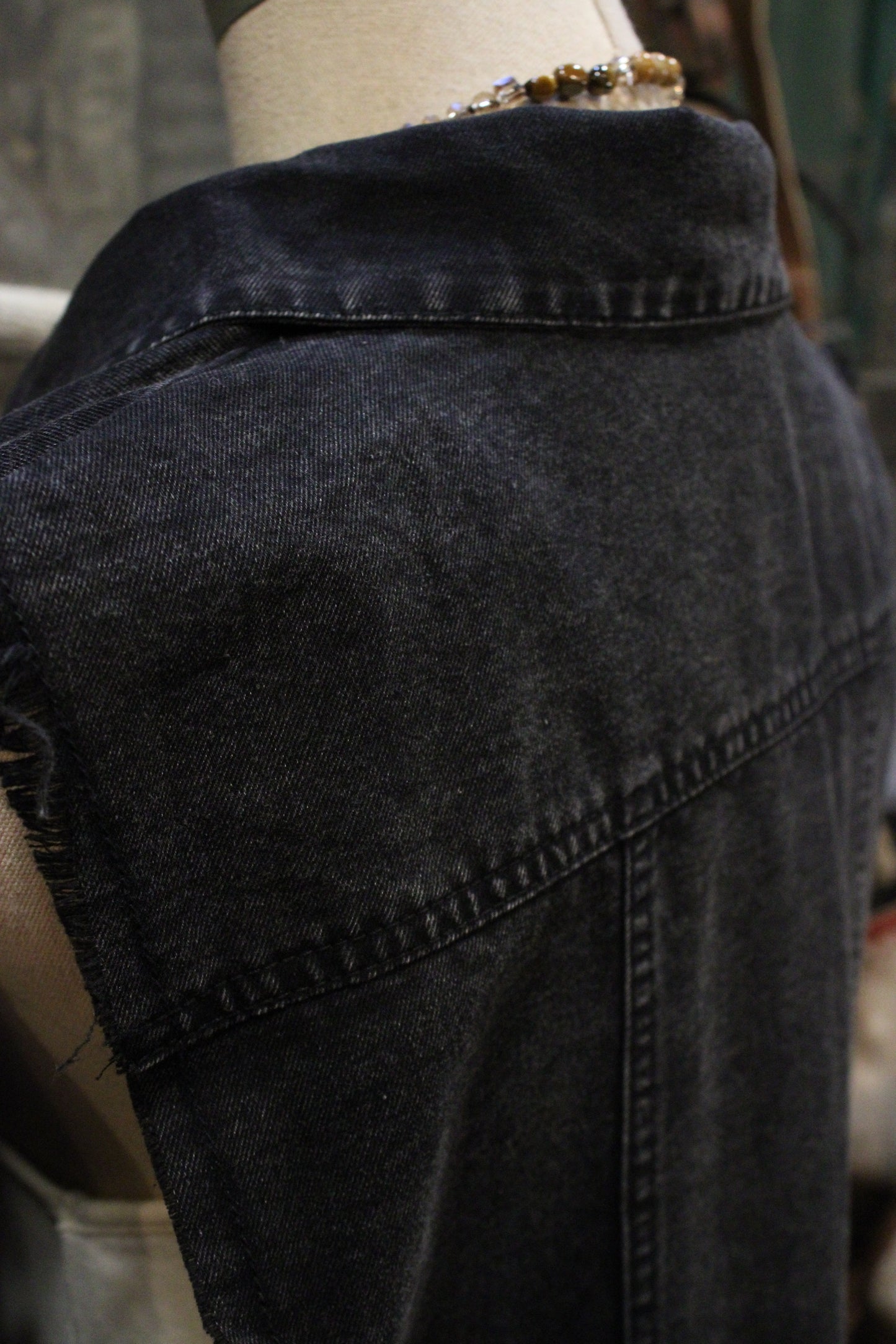 Flirting Denim Black Leopard Vest