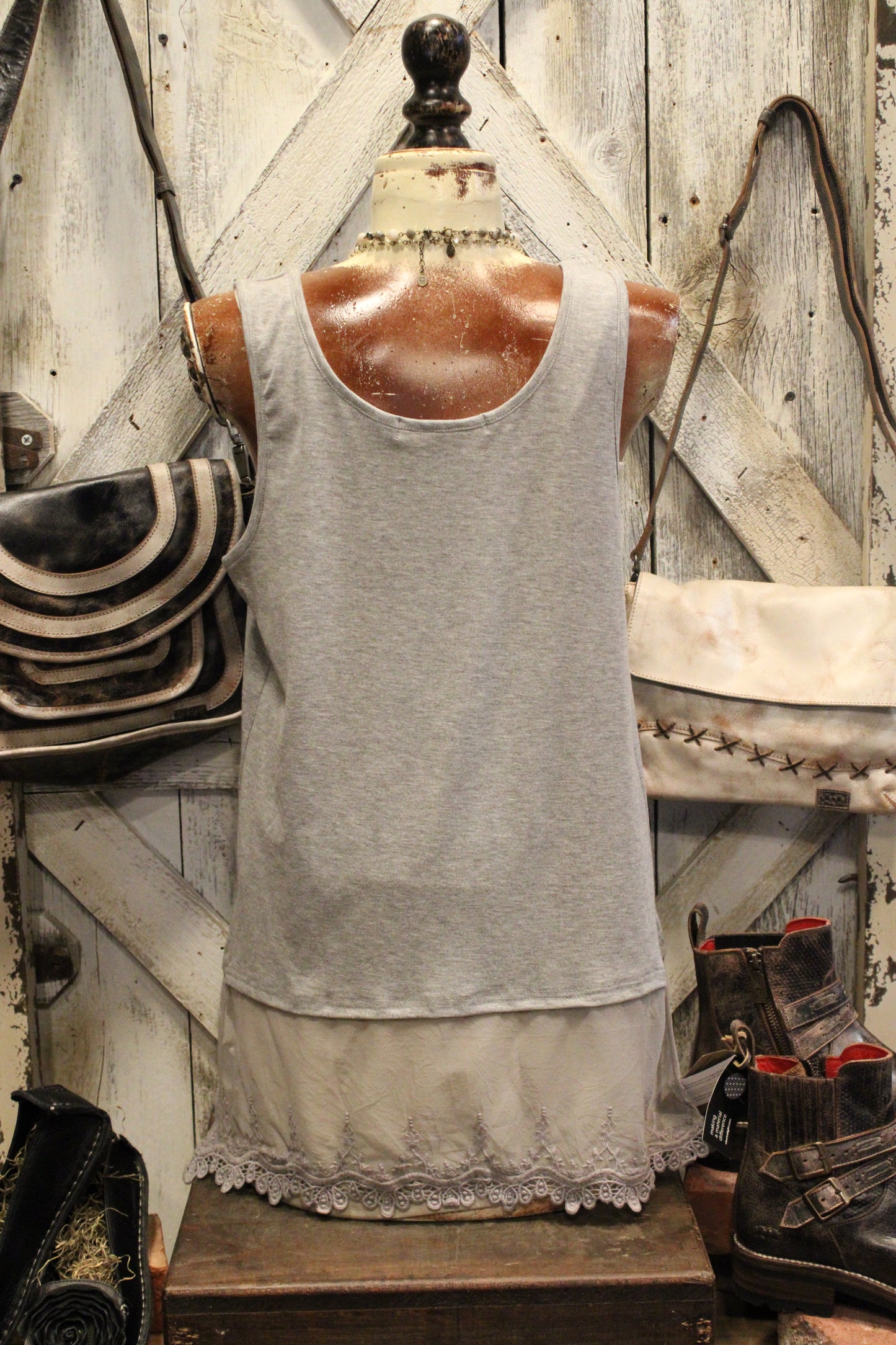 Skip Along Grey Lace Tank