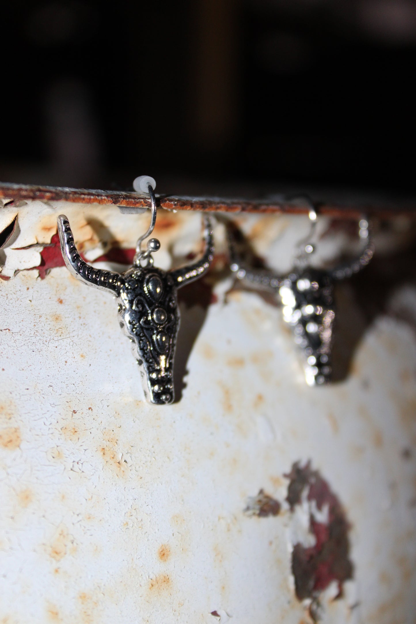 Ghost of the Plains Longhorn Earrings