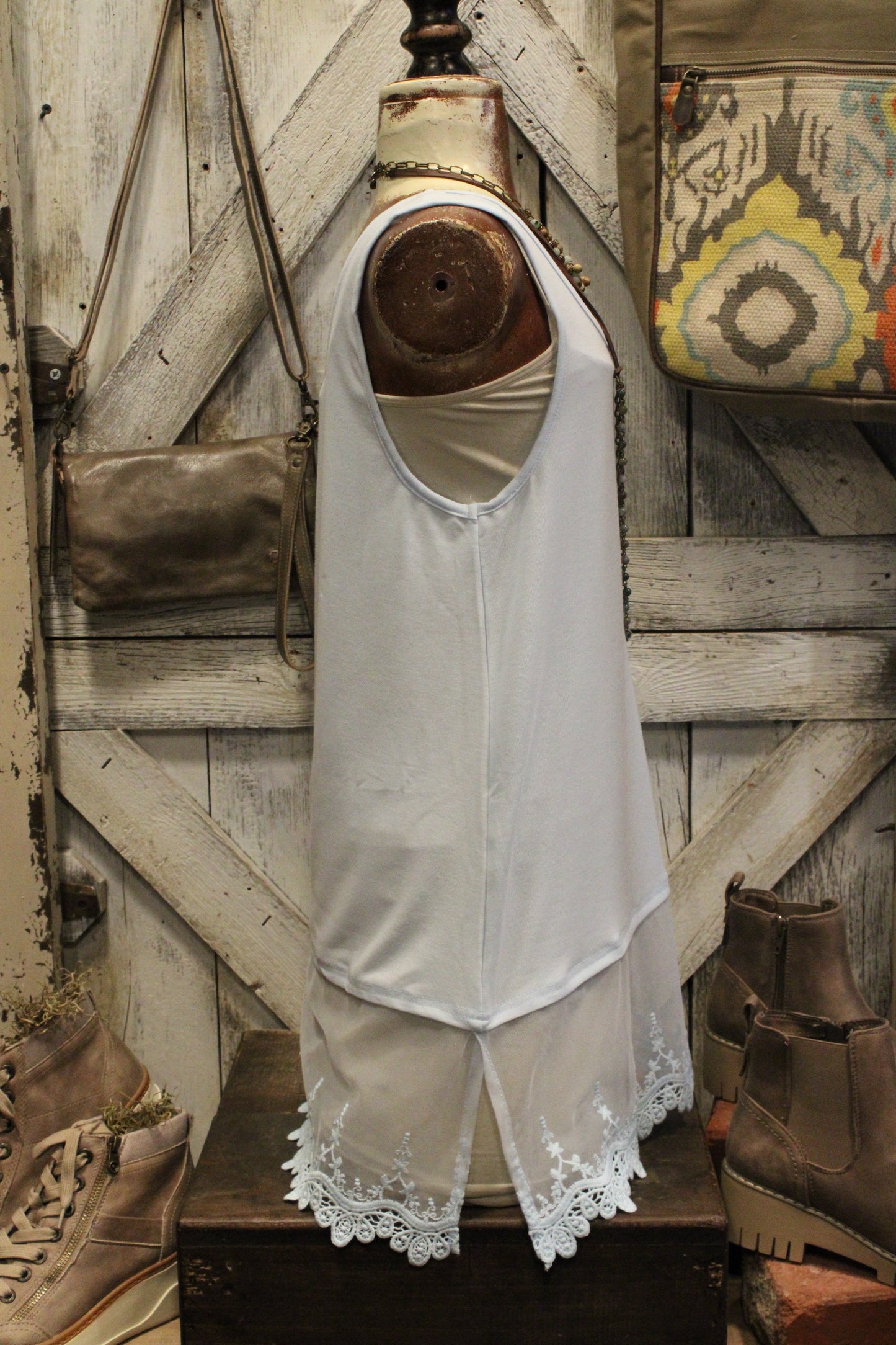 Skip Along Powder Blue Lace Tank