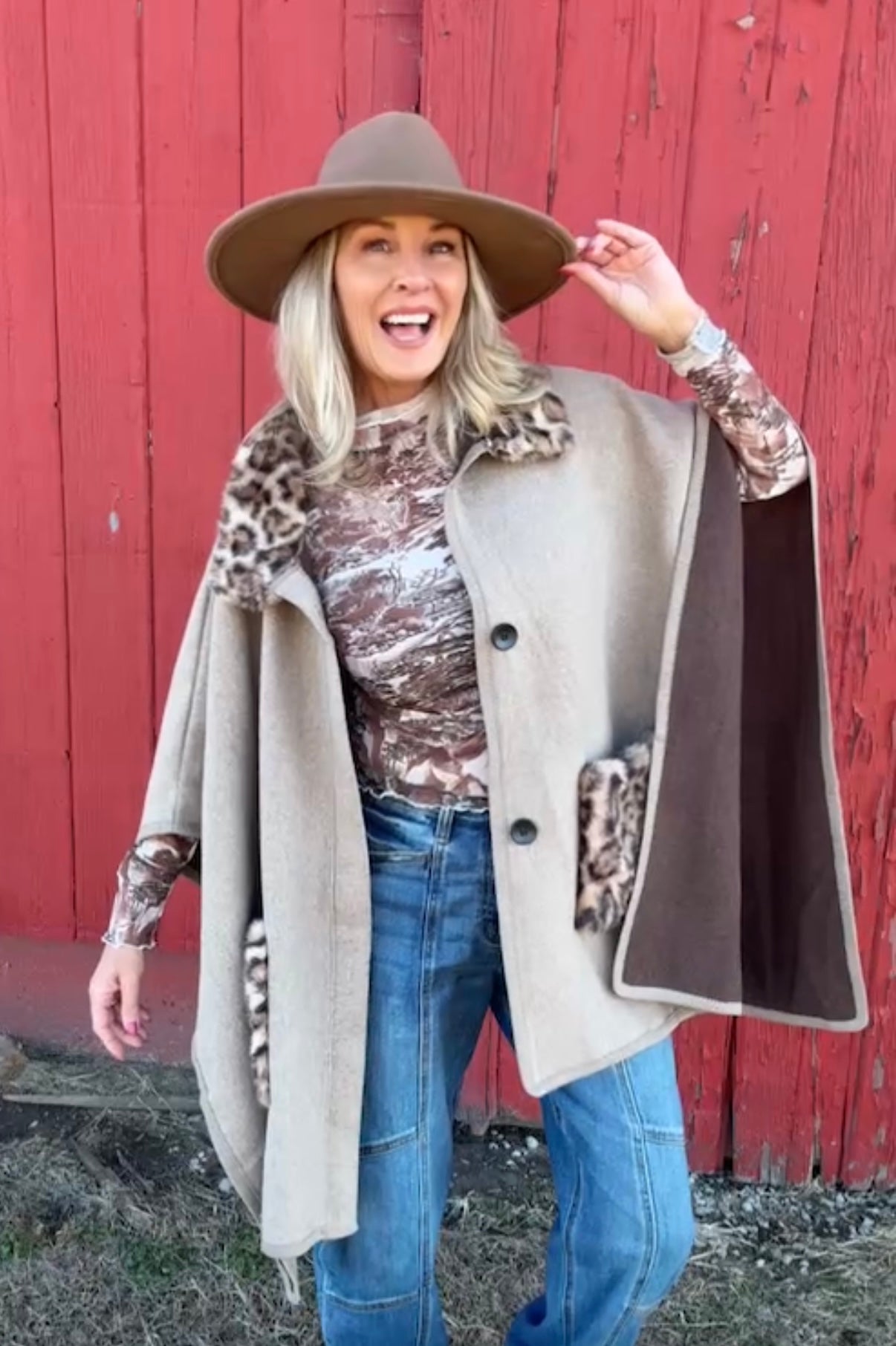 Leopard Latte Poncho