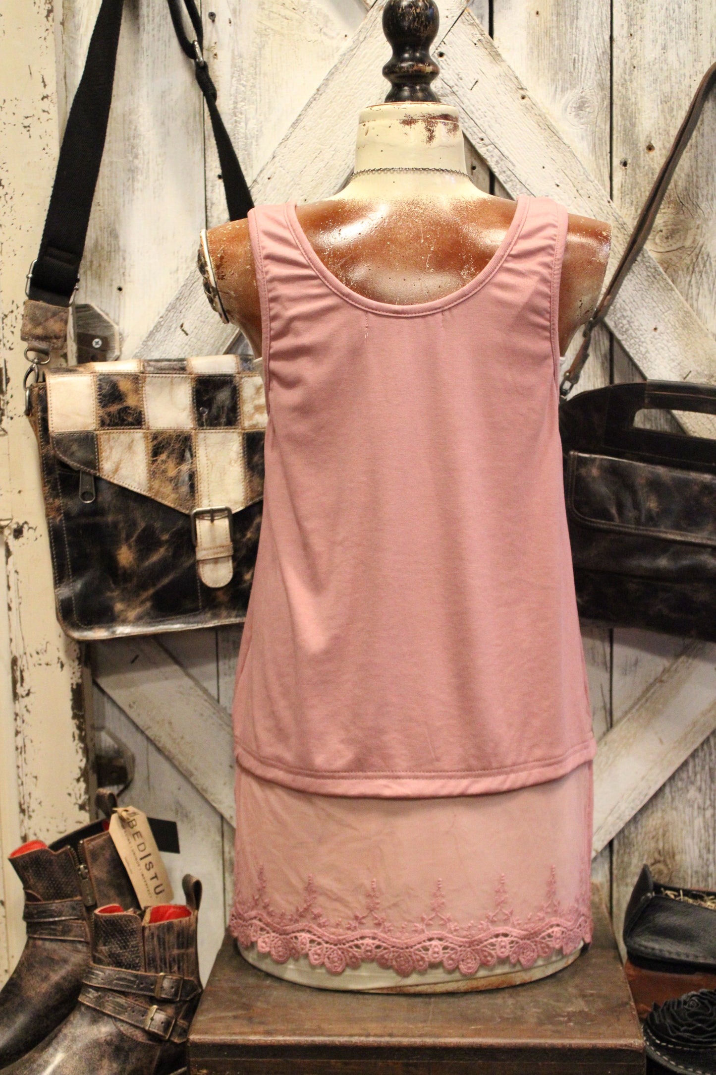 Skip Along Dusty Rose Lace Tank