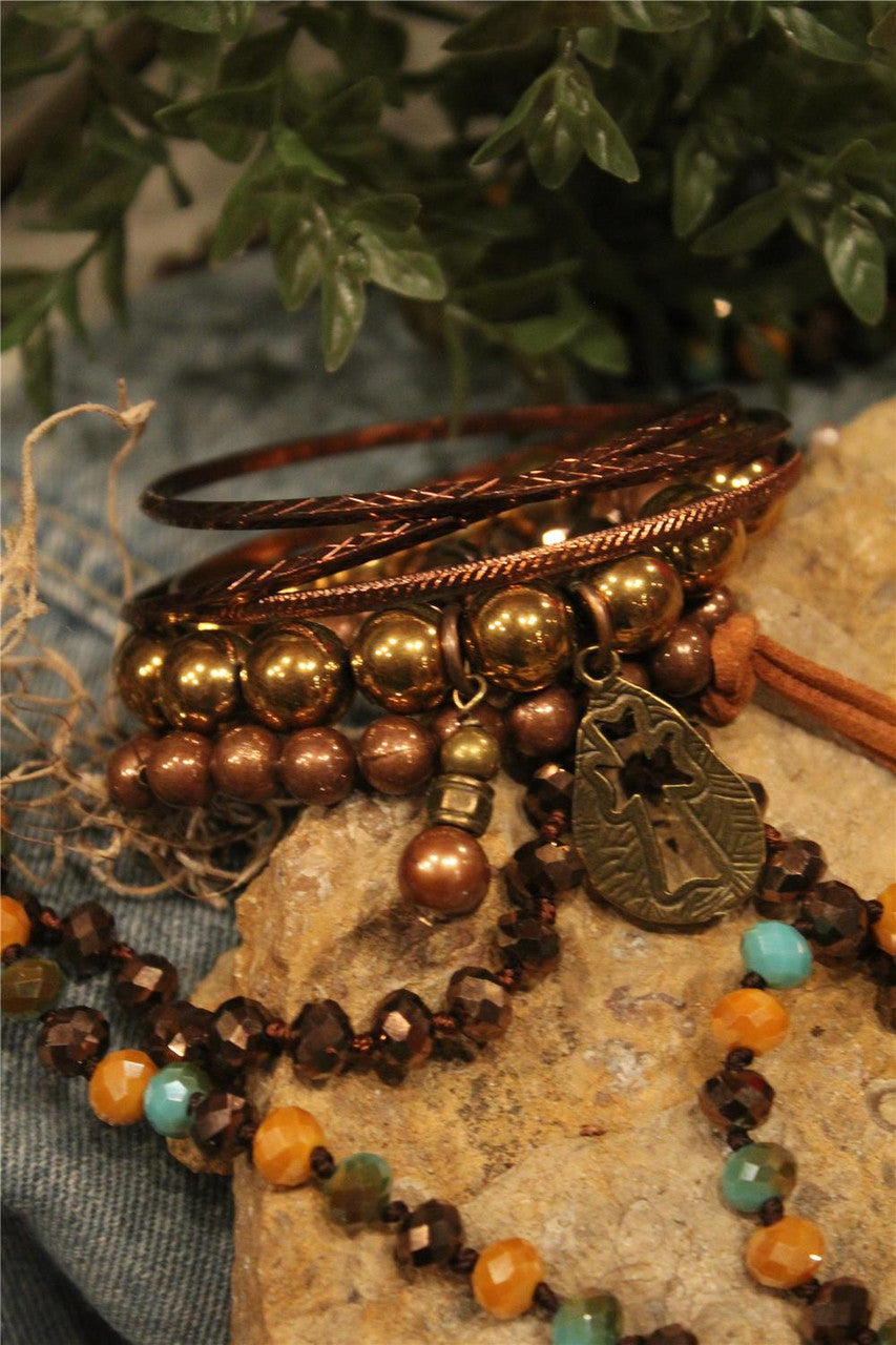 Bangle And Stretch Bead Bracelet Set