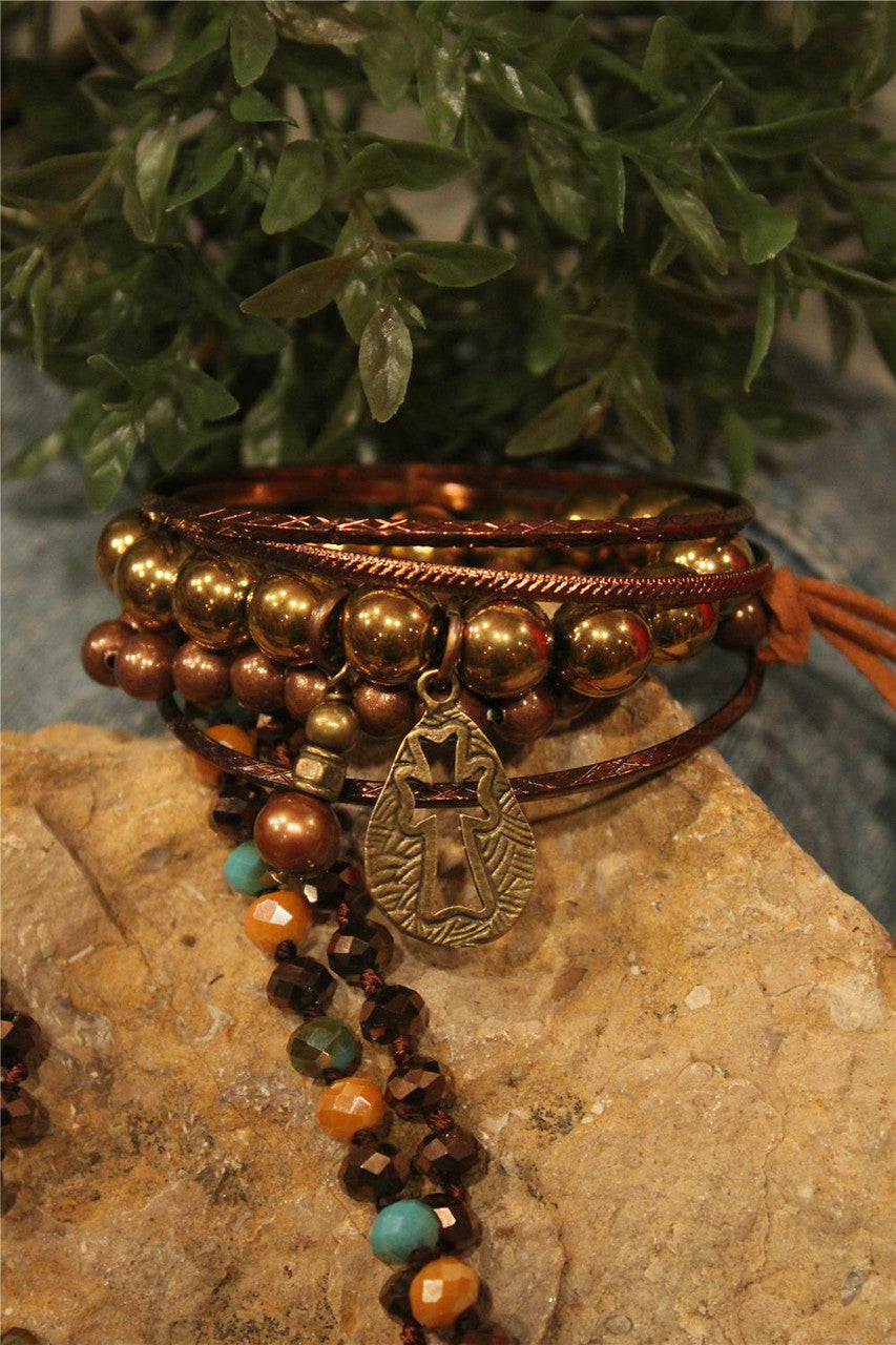 Bangle And Stretch Bead Bracelet Set