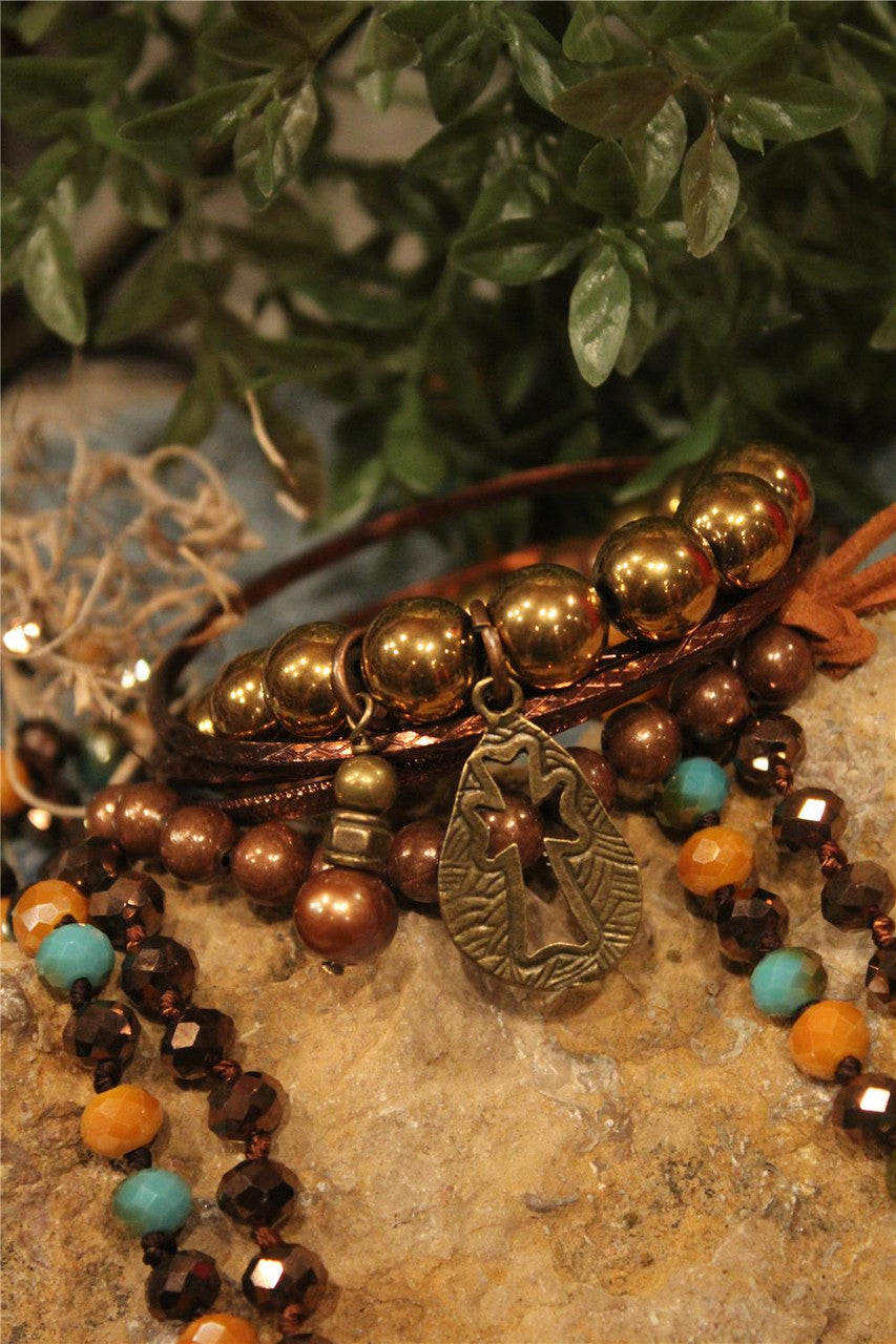 Bangle And Stretch Bead Bracelet Set