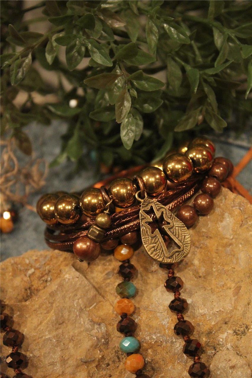 Bangle And Stretch Bead Bracelet Set