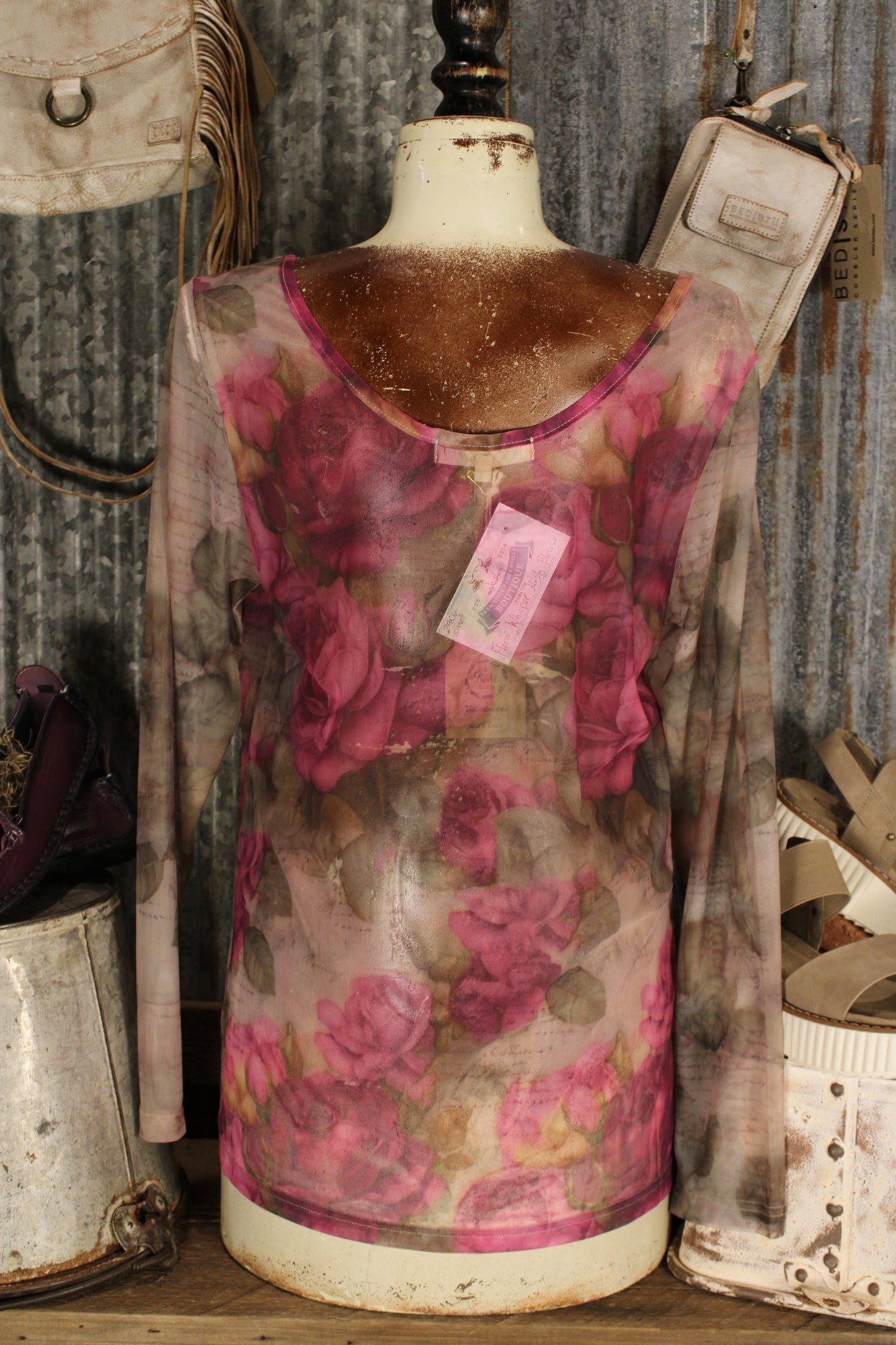 Floral Whisper Mesh Blouse