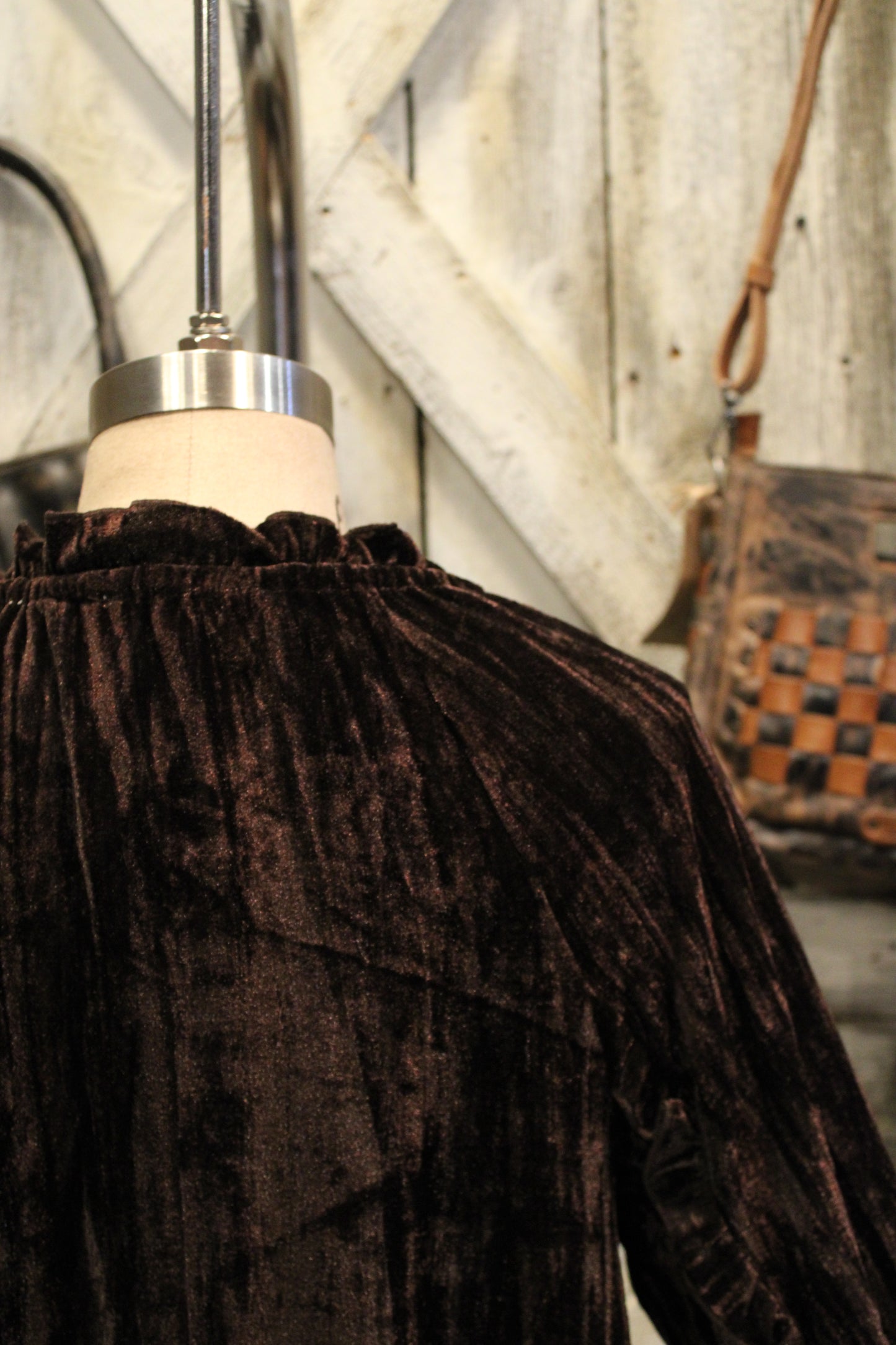 Dark Chocolate Crushed Velvet Dress