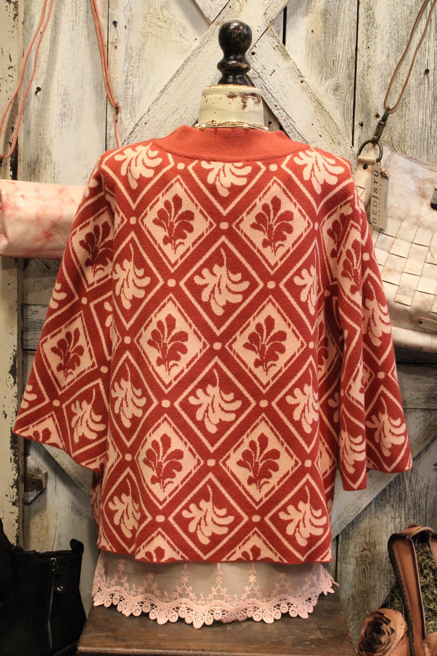 Rosewood Diamond Mock Neck Sweater