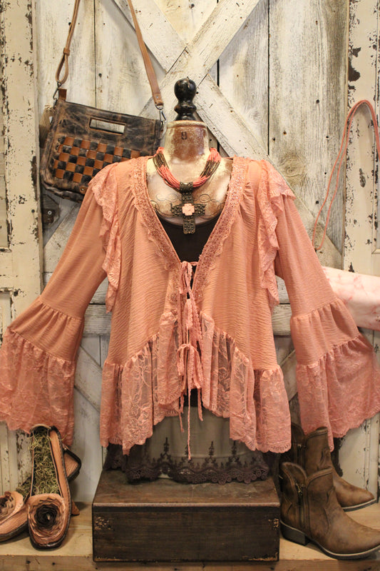 Peachy Pink Lace Kimono