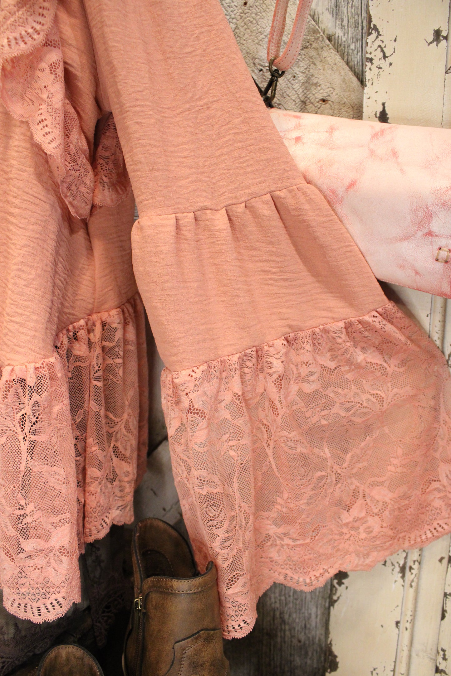 Peachy Pink Lace Kimono
