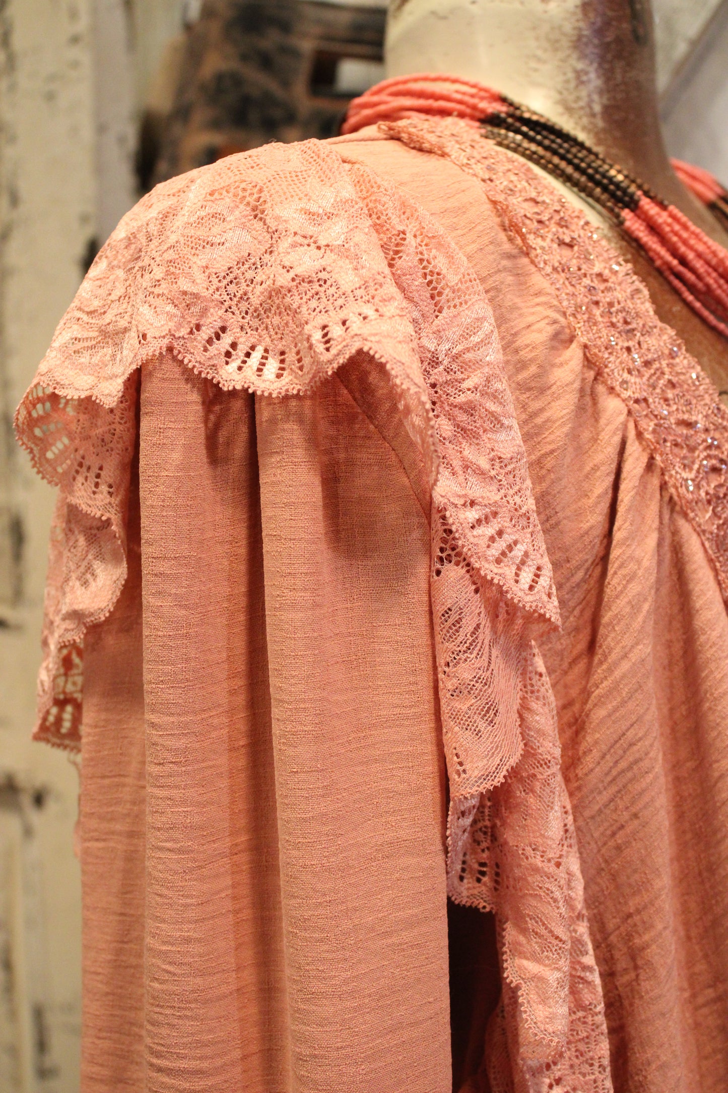 Peachy Pink Lace Kimono