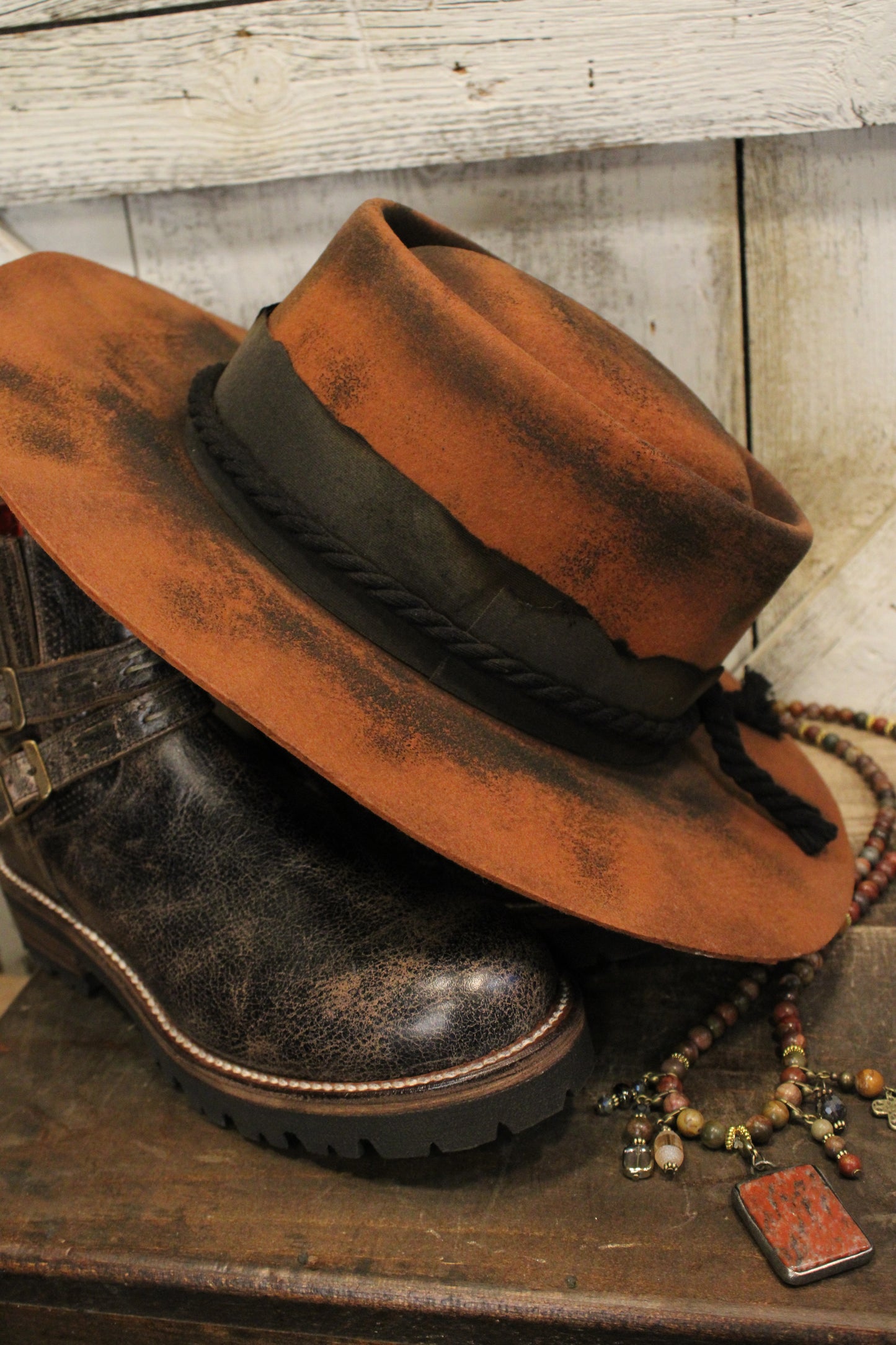 Rustic Ember Wide Brim Hat