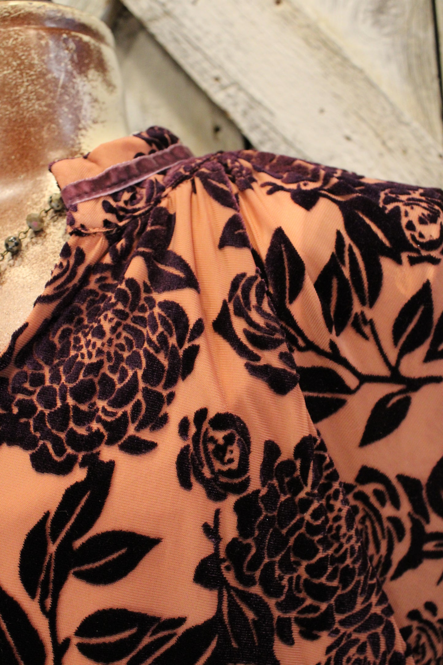 Grape Floral Velvet Blouse