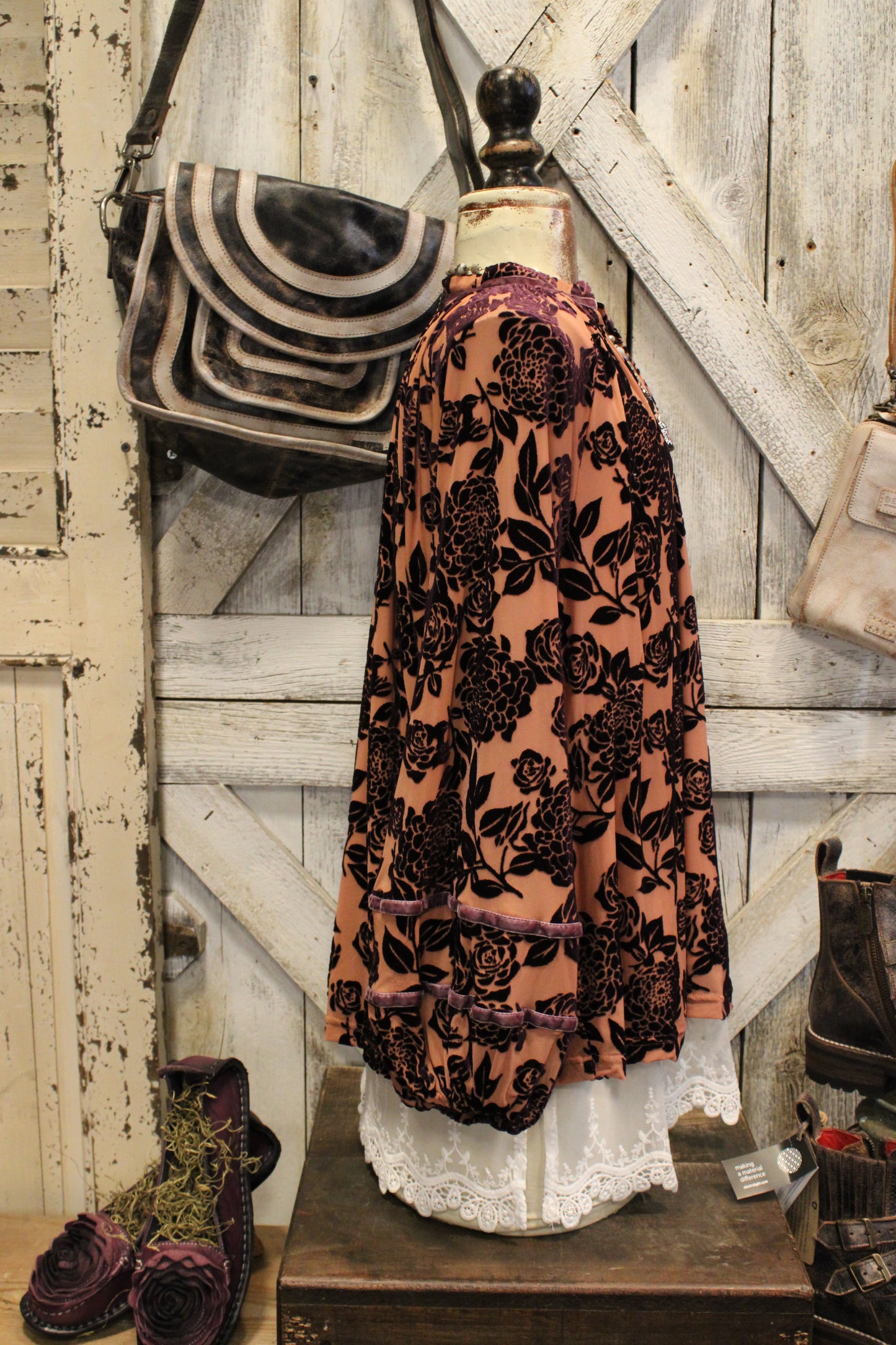 Grape Floral Velvet Blouse