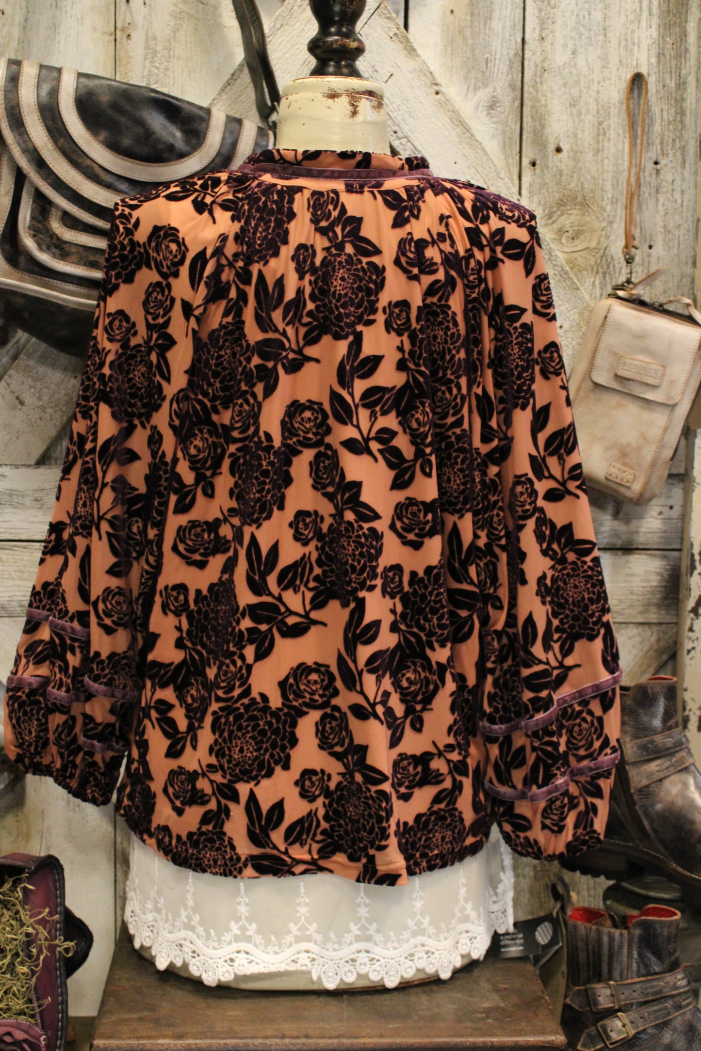 Grape Floral Velvet Blouse