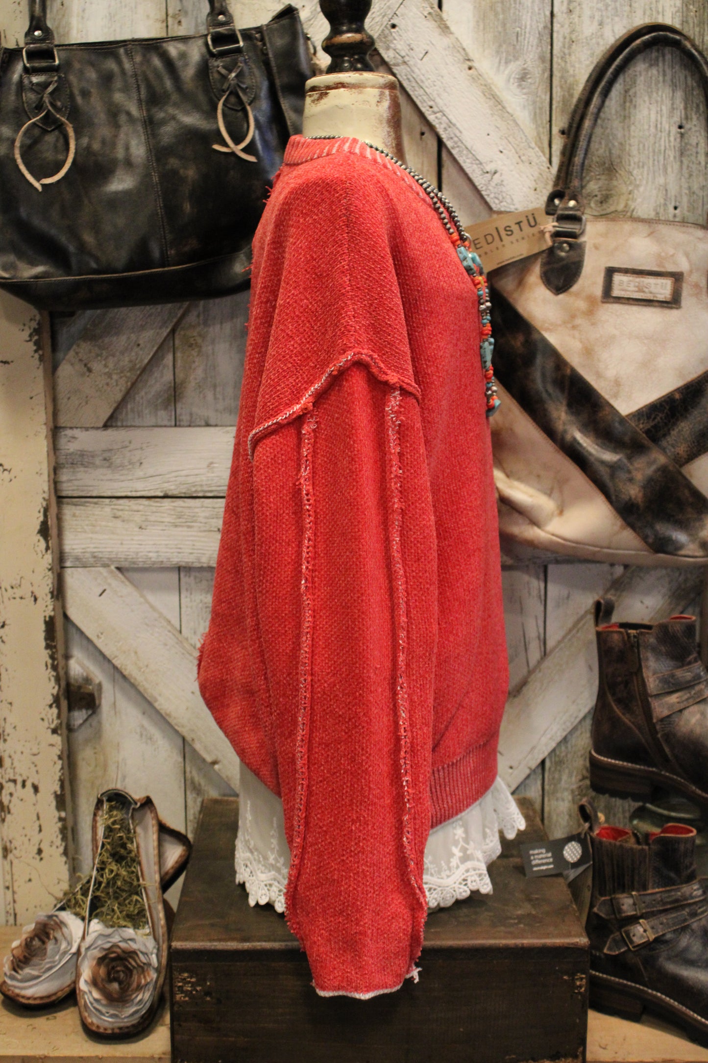 Woven Beauty Dark Red Sweater