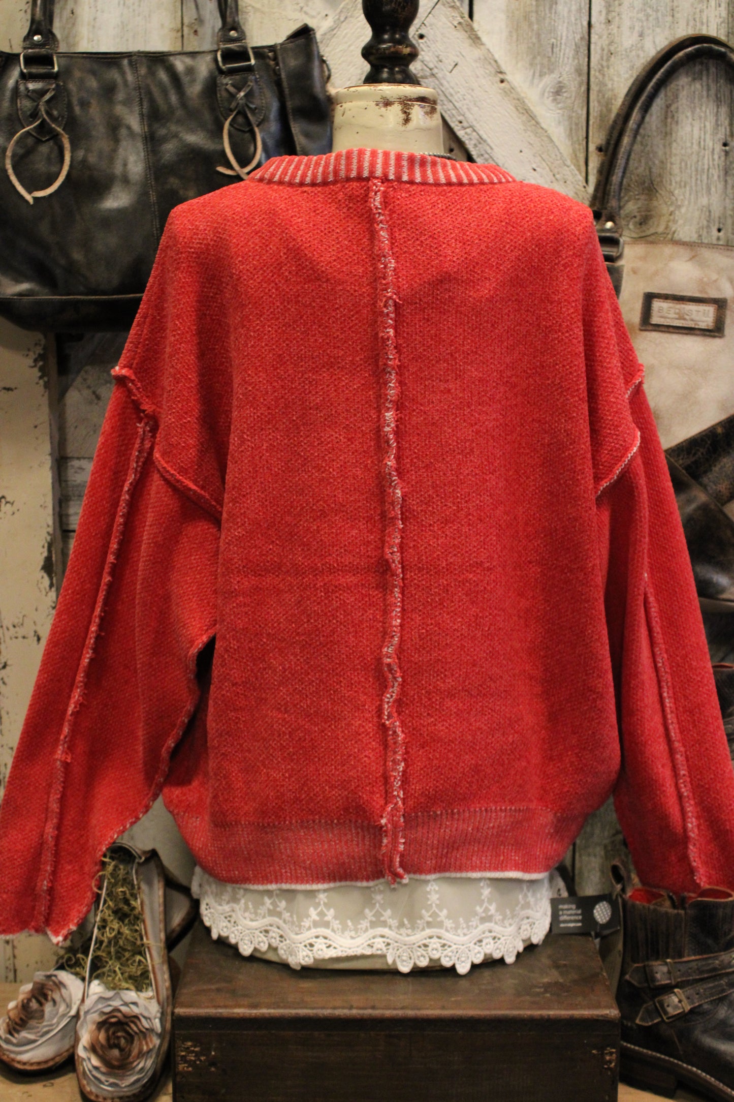 Woven Beauty Dark Red Sweater