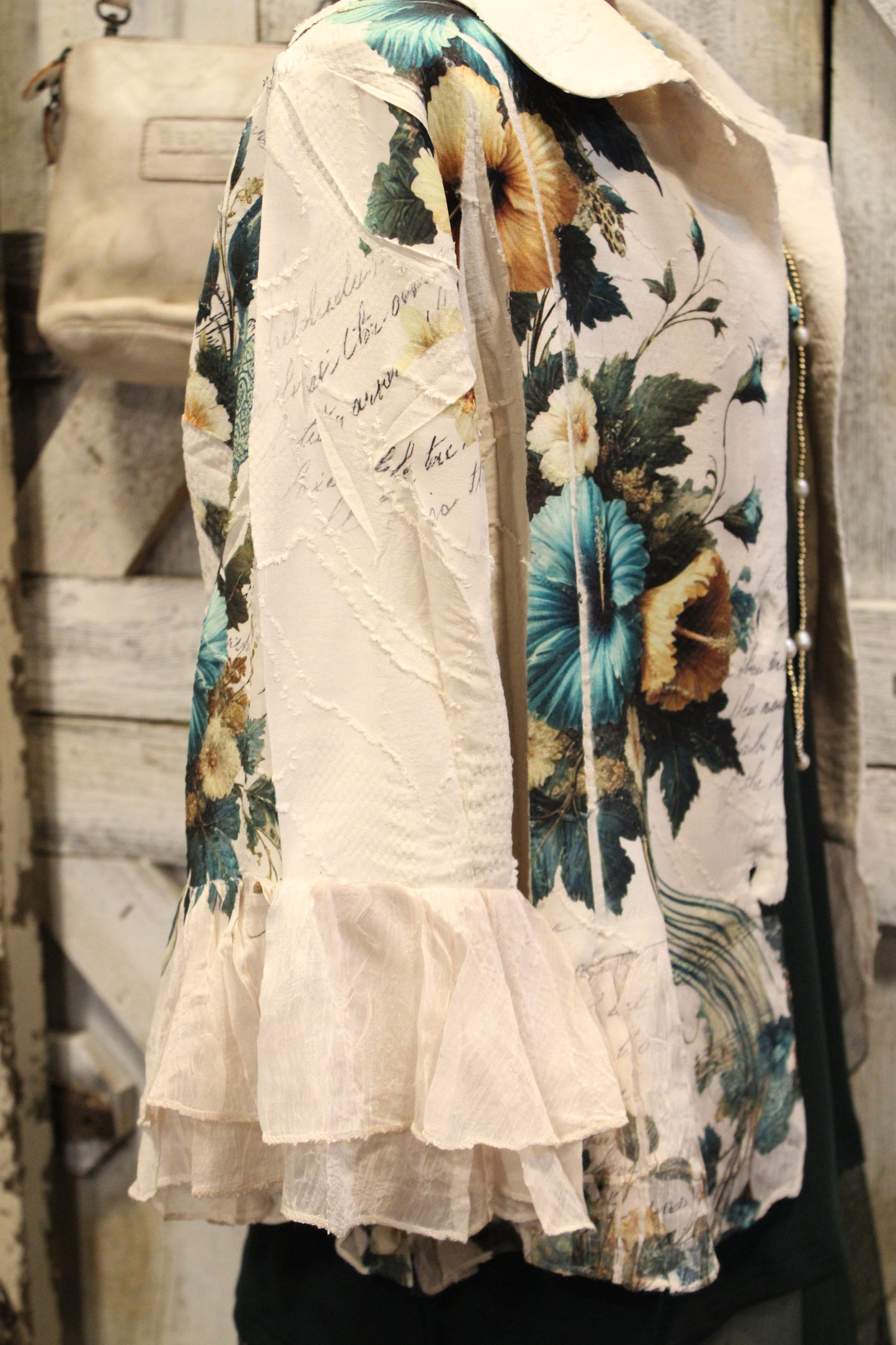 Petals and Poetry Teal Hibiscus Jacket