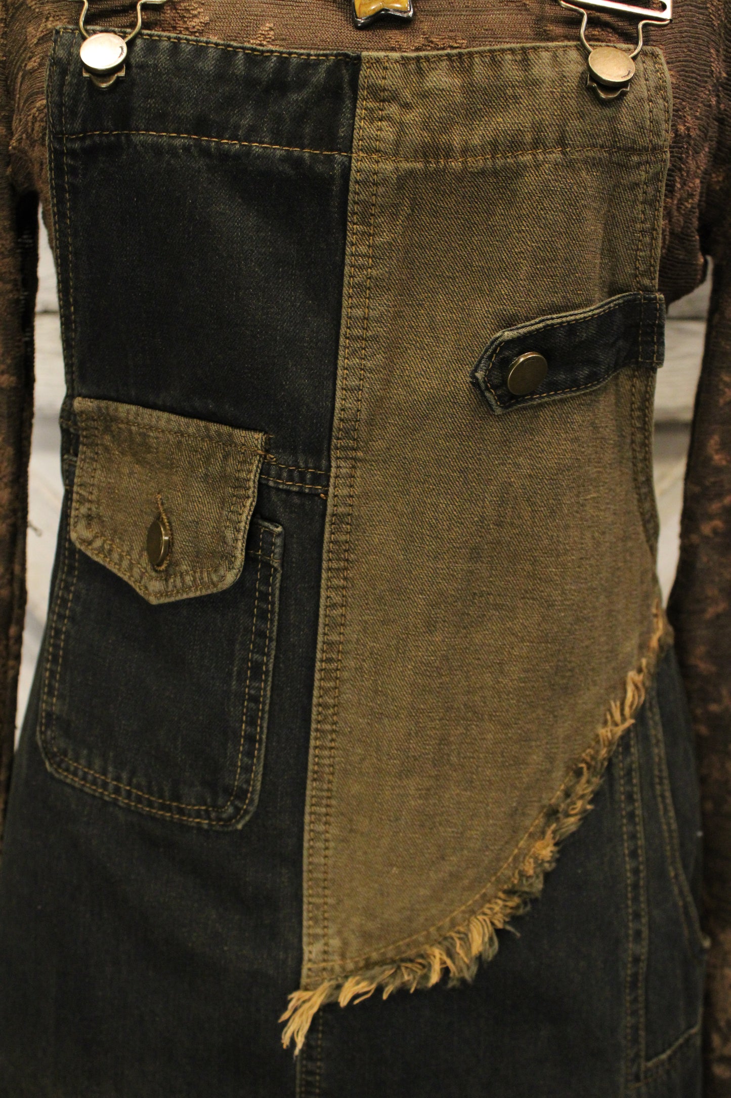 Charcoal Block Denim Overall Dress