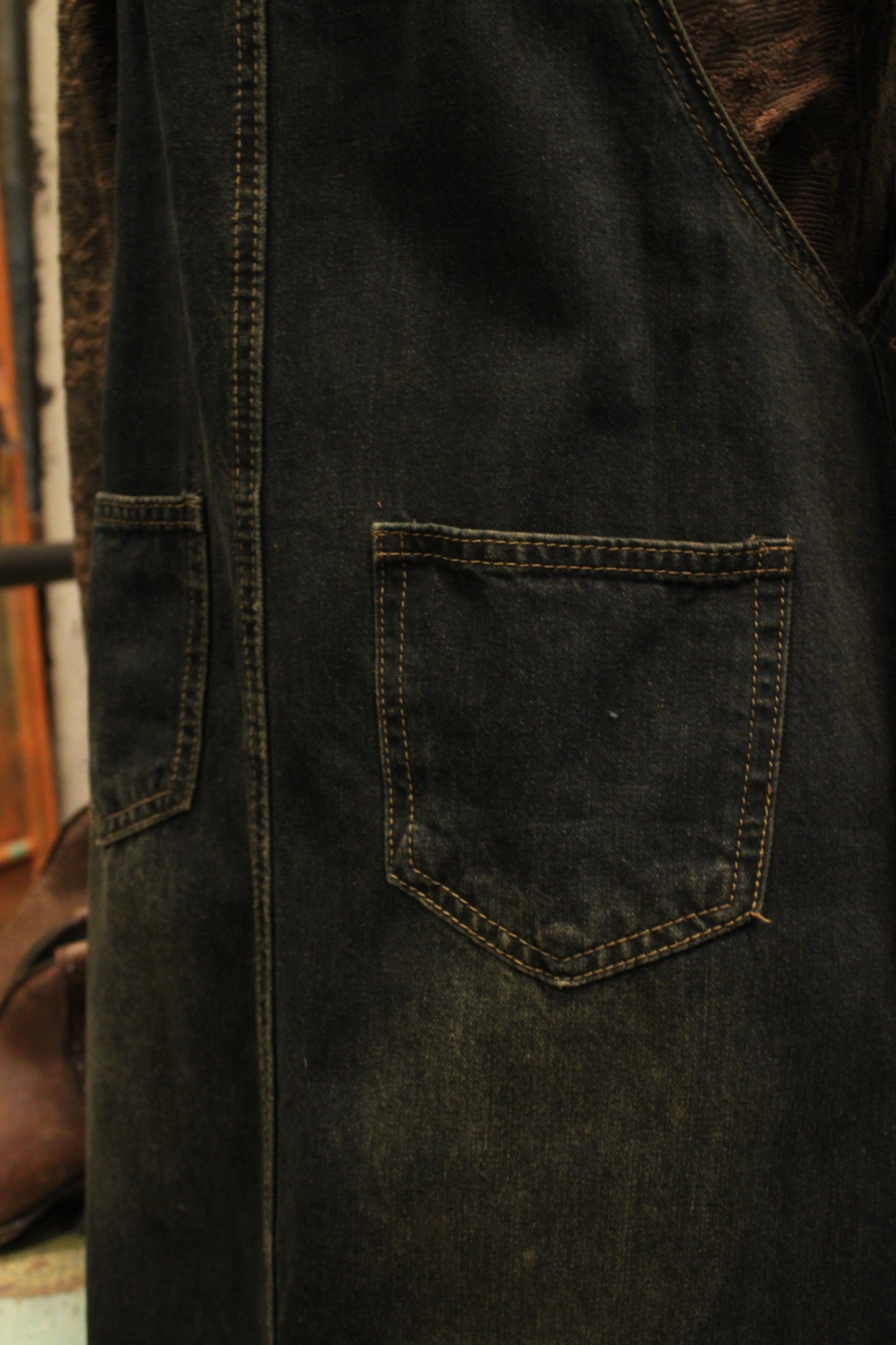 Charcoal Block Denim Overall Dress