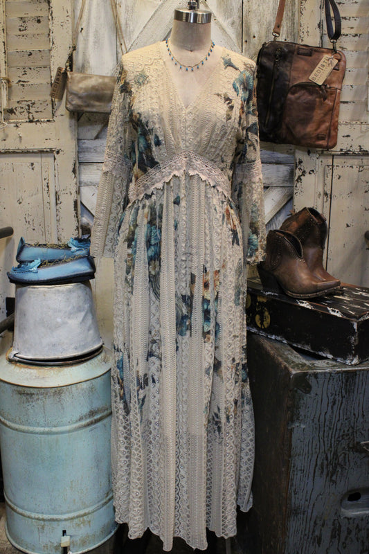 Lead Singer Teal Hibiscus Maxi Dress