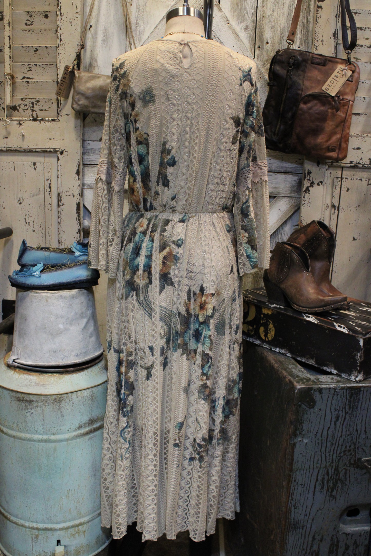 Lead Singer Teal Hibiscus Maxi Dress