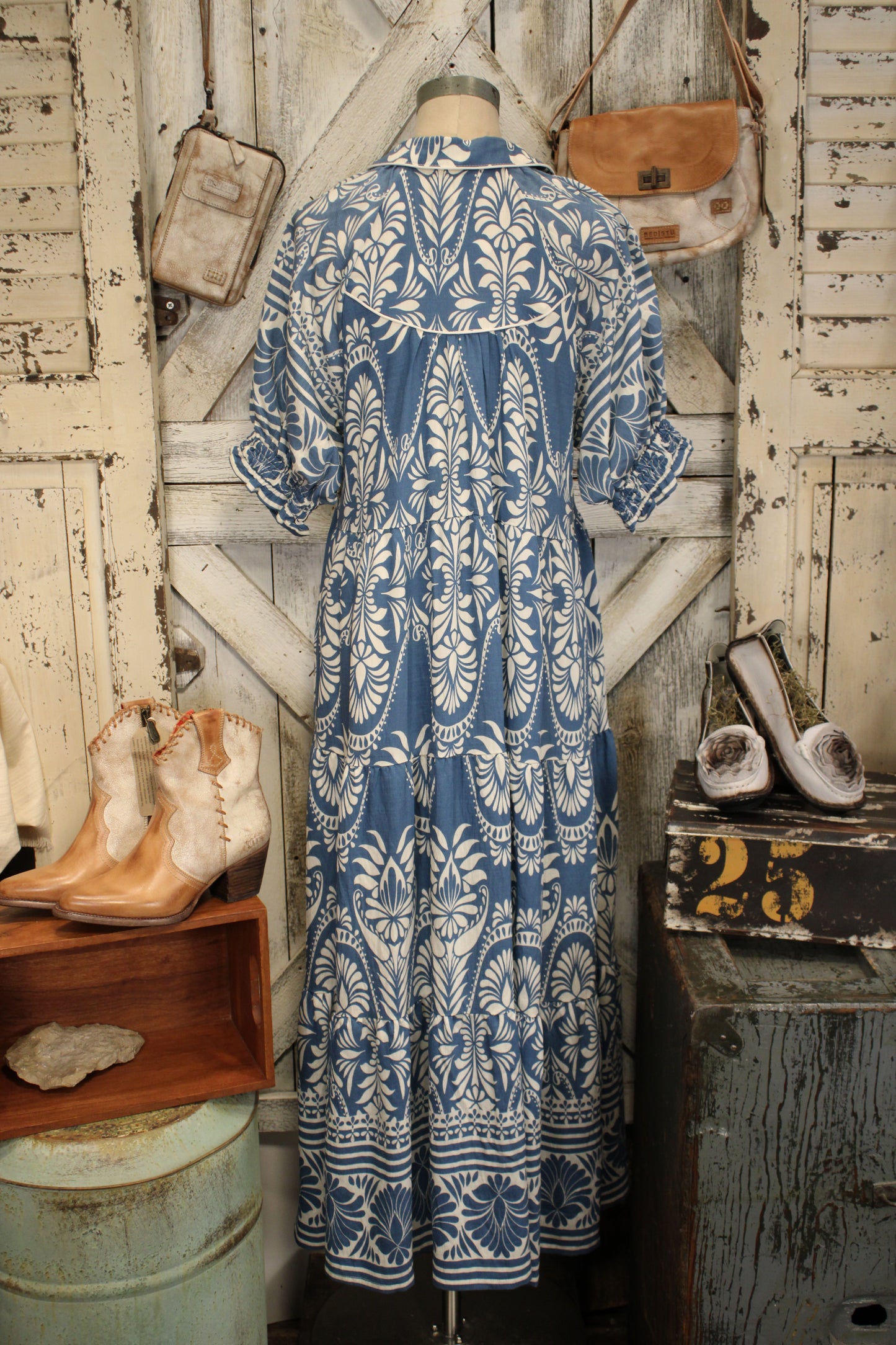 Artisan Ink Mosaic Blue Maxi Dress