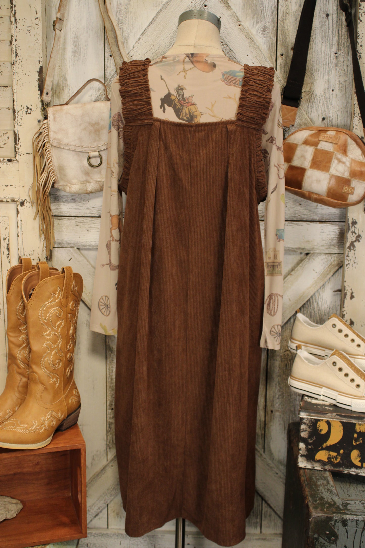Caramel Trails Corduroy Dress