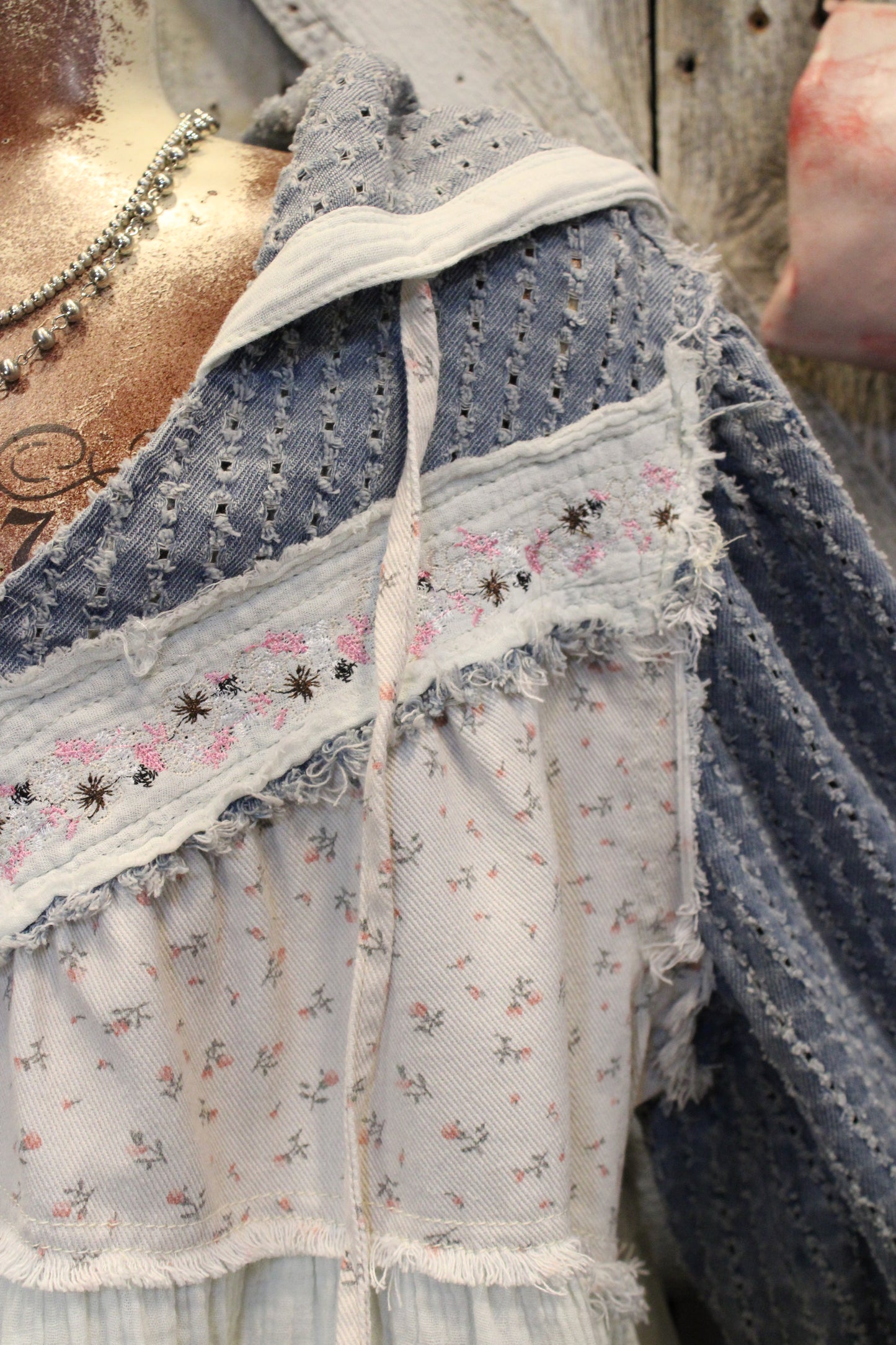 Sweet in Denim and Floral Sweatshirt