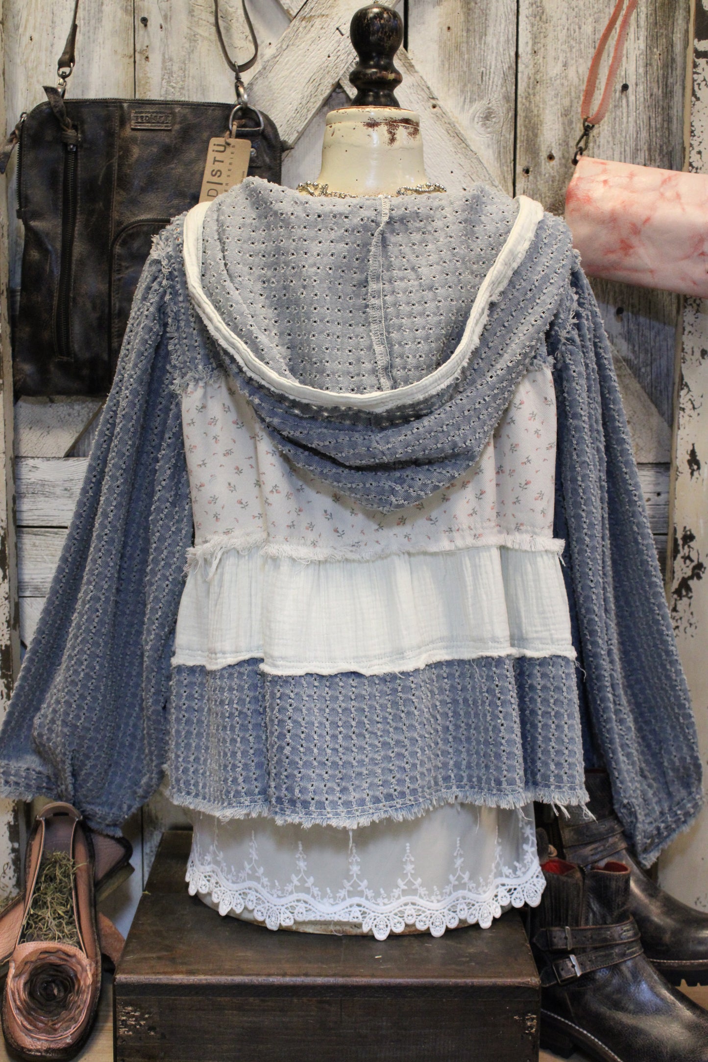 Sweet in Denim and Floral Sweatshirt